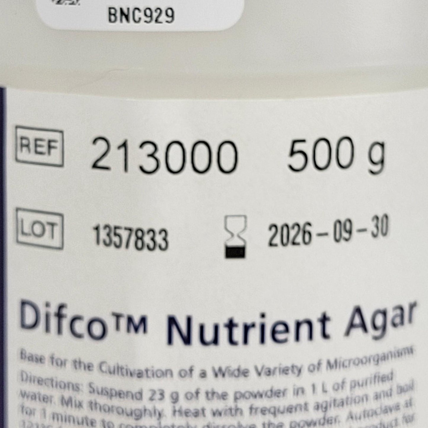 Becton BD Difco 213000 Nutrient Agar Powder Cultivation Microorganisms 500g