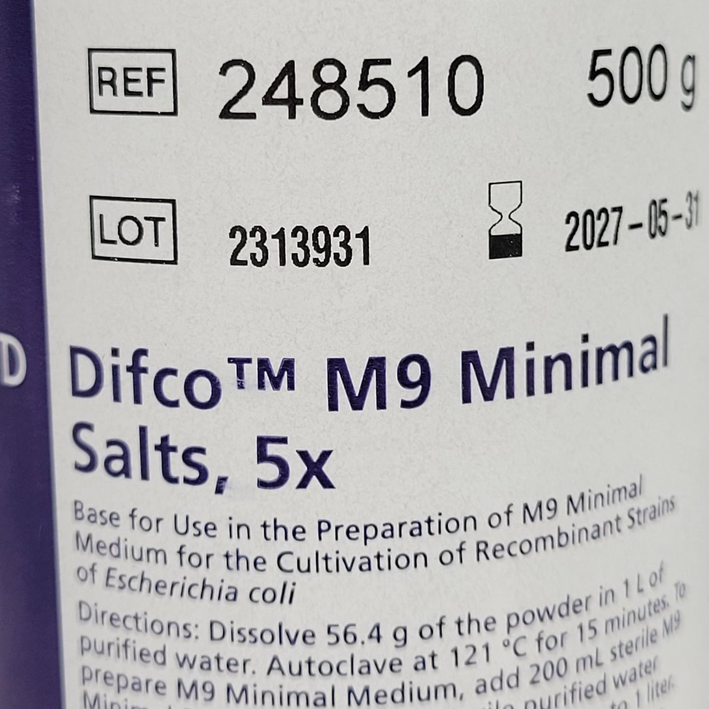 Becton BD Difco 248510 M9 Minimal Salts 5x for Preparation of M9 Minimal Medium