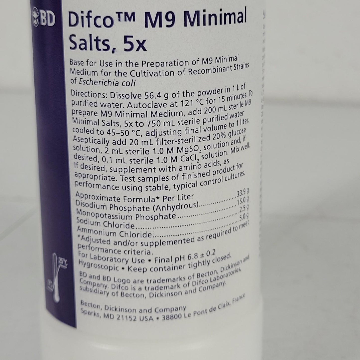 Becton BD Difco 248510 M9 Minimal Salts 5x for Preparation of M9 Minimal Medium