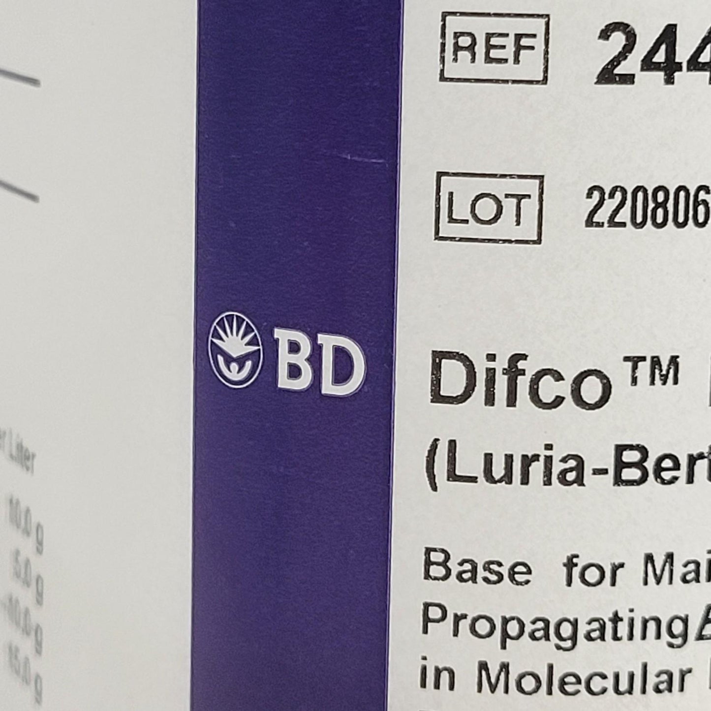 BD Difco 244520 LB Agar, Miller (Laura-Bertani) Base Maintianing E. coli 500 g