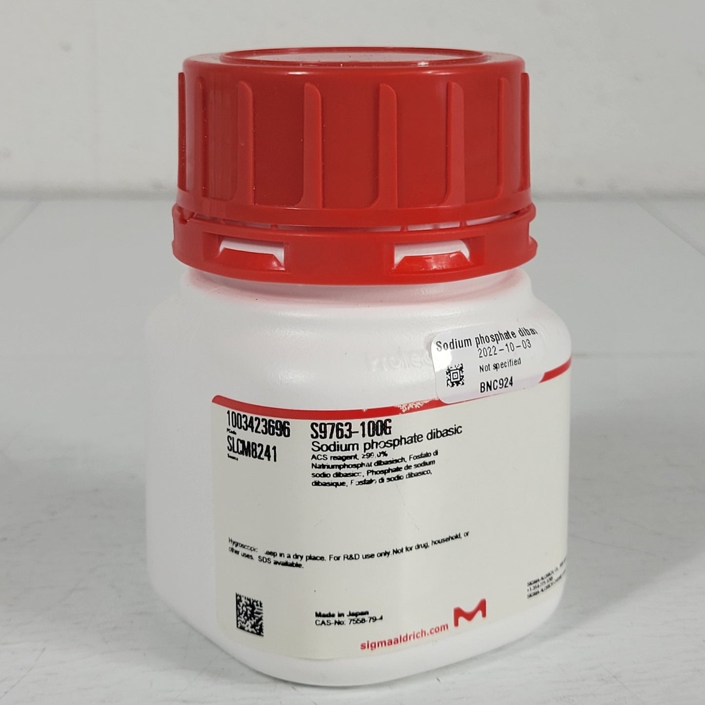 Sigma Aldrich S9763-100G Sodium Phosphate Dibasic Na2HPO4 ACS Reagent ≥99.0%