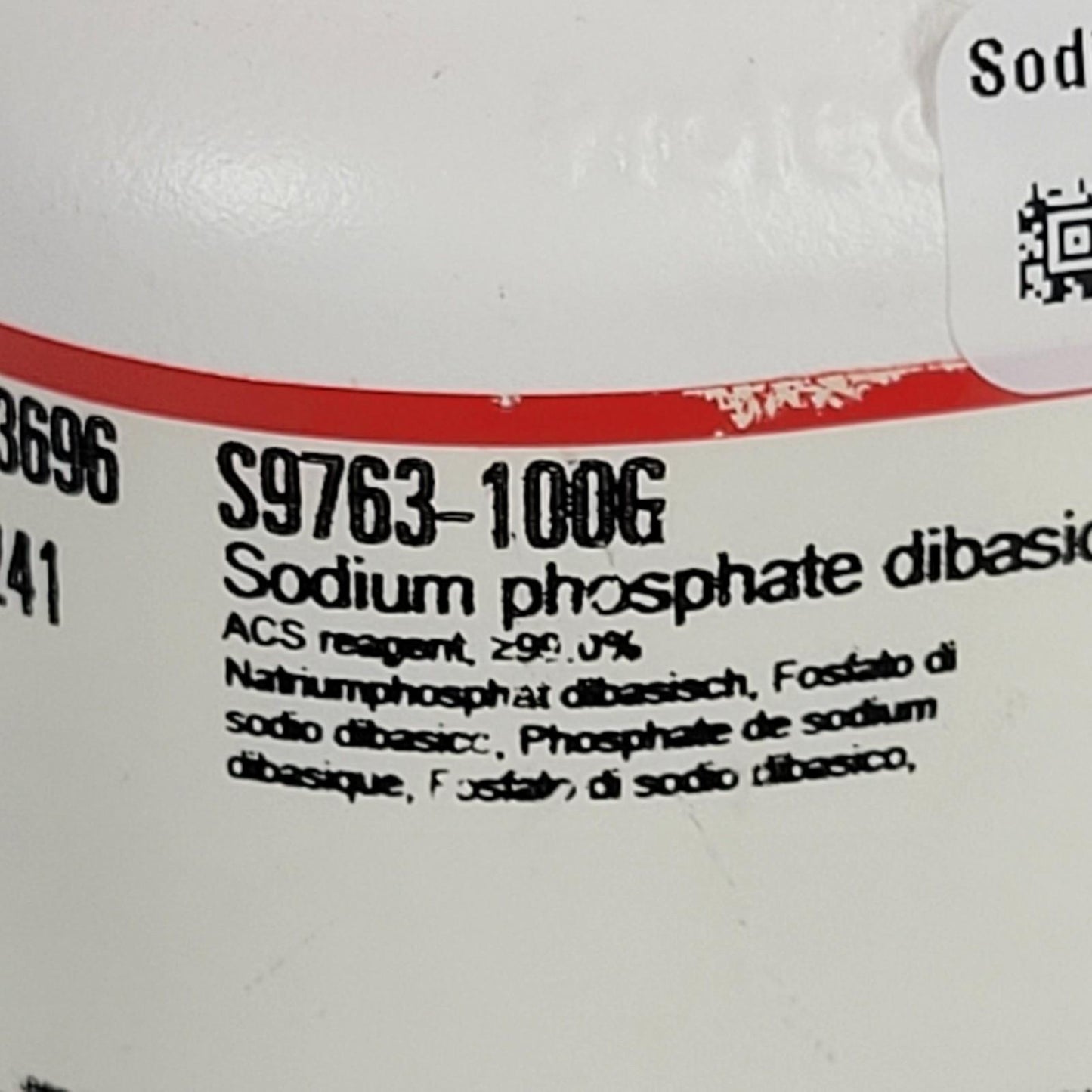 Sigma Aldrich S9763-100G Sodium Phosphate Dibasic Na2HPO4 ACS Reagent ≥99.0%
