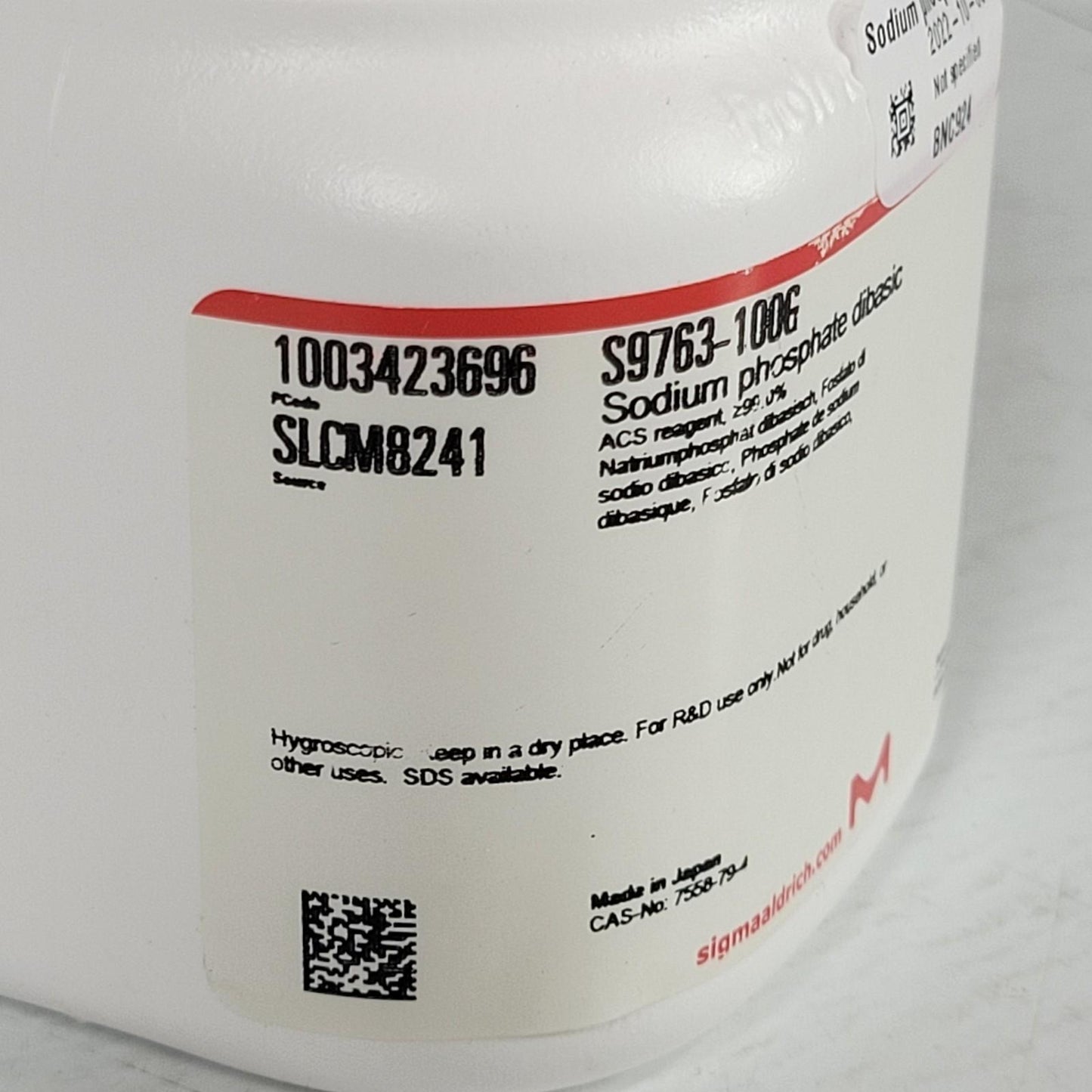 Sigma Aldrich S9763-100G Sodium Phosphate Dibasic Na2HPO4 ACS Reagent ≥99.0%