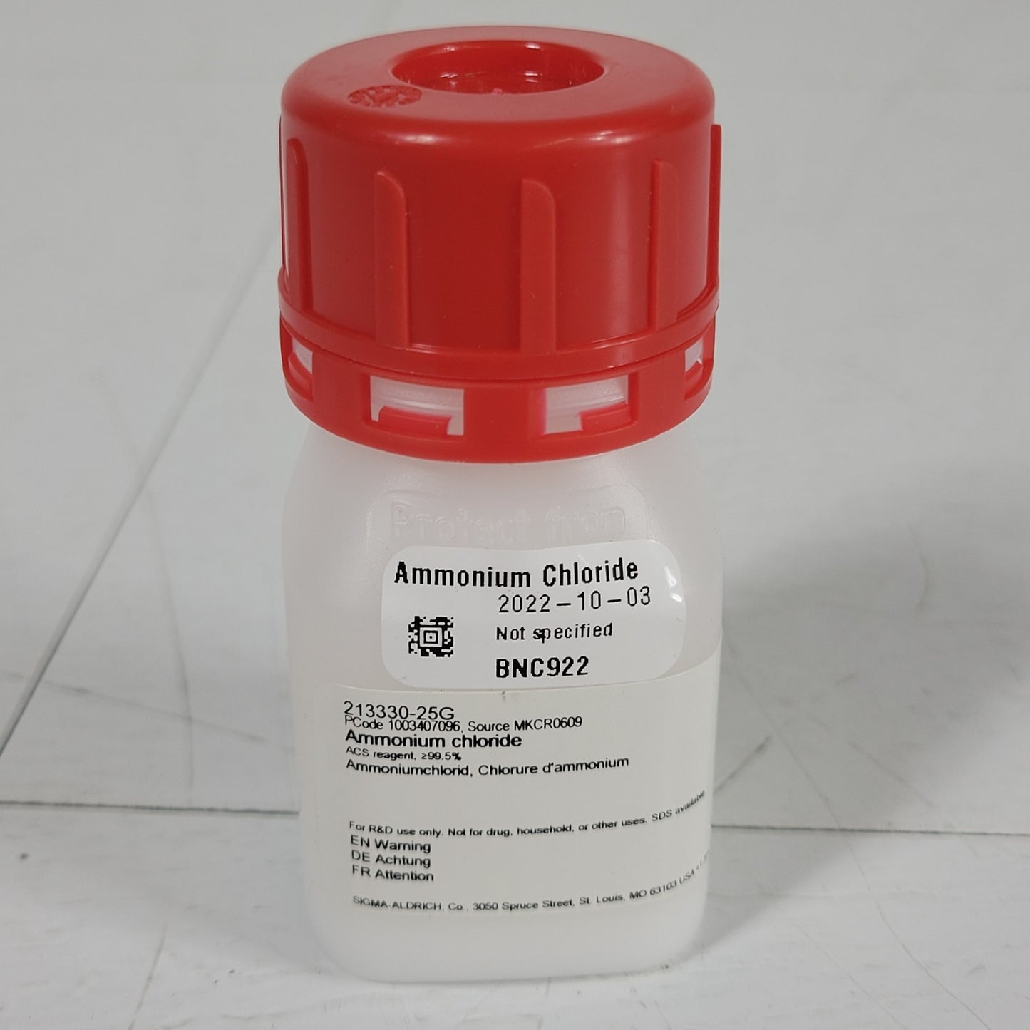 Sigma-Aldrich 213330-25g Ammonium Chloride ACS Reagent ≥99.5% NH4Cl 25g
