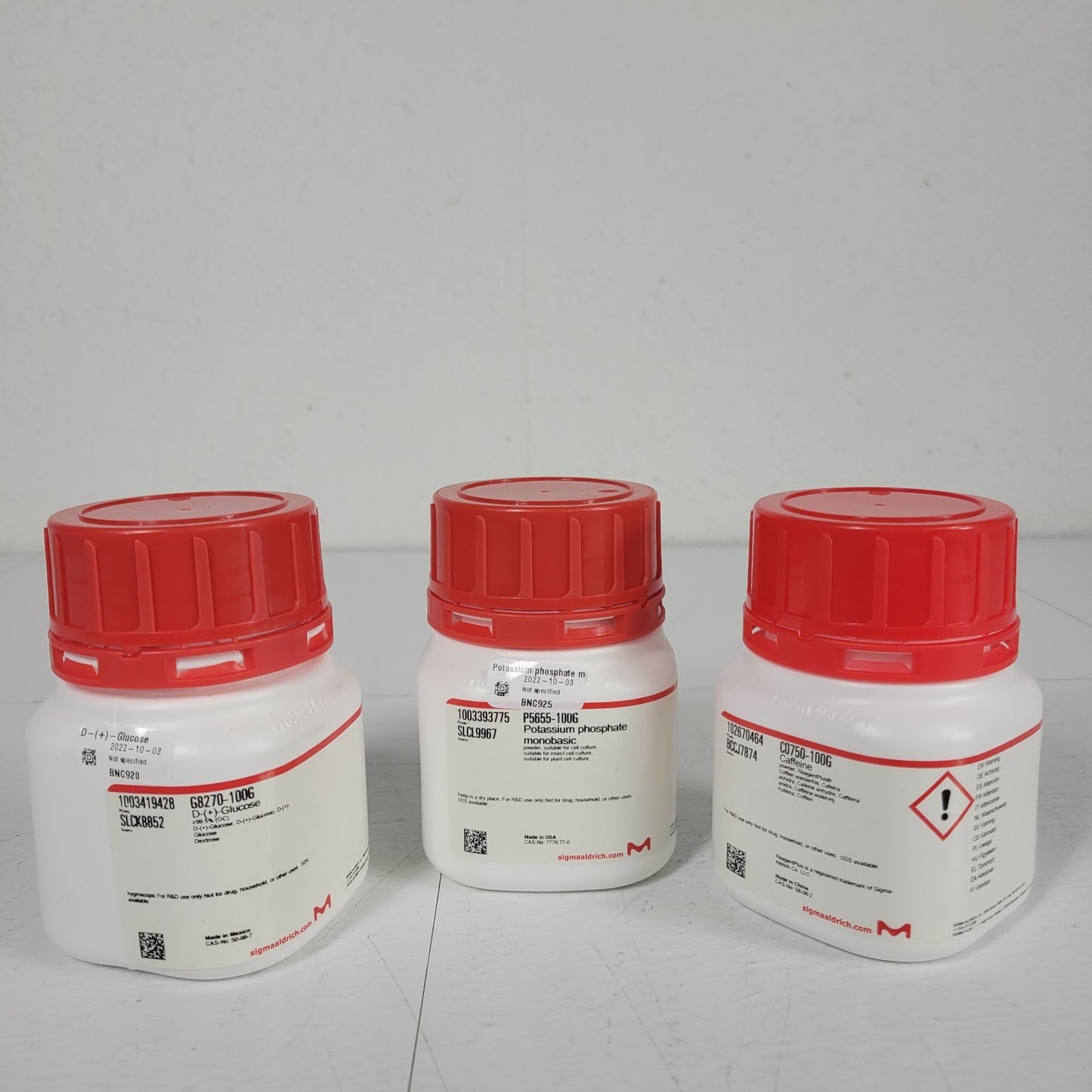 Sigma-Aldrich G8270 Dextrose P5655 Potassium Phosphate Monobasic C0750 Caffeine