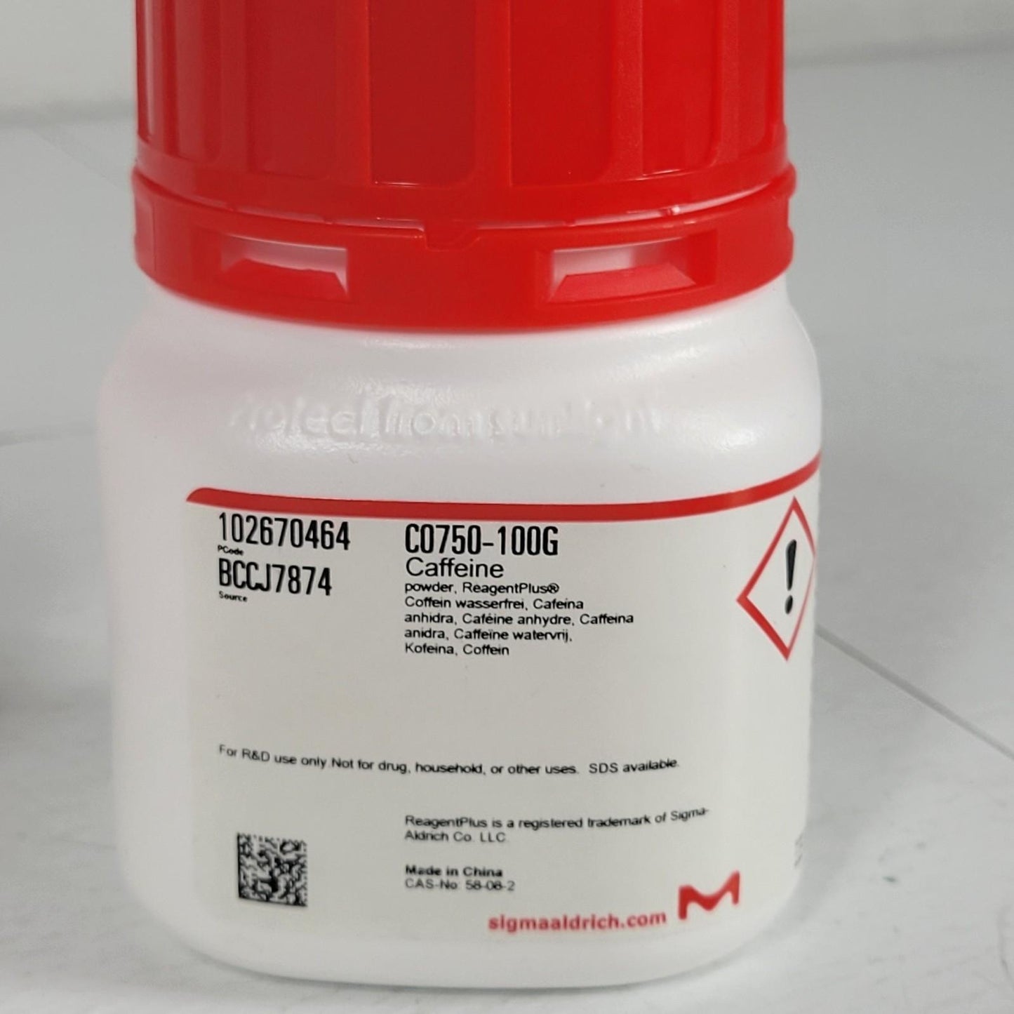 Sigma-Aldrich G8270 Dextrose P5655 Potassium Phosphate Monobasic C0750 Caffeine