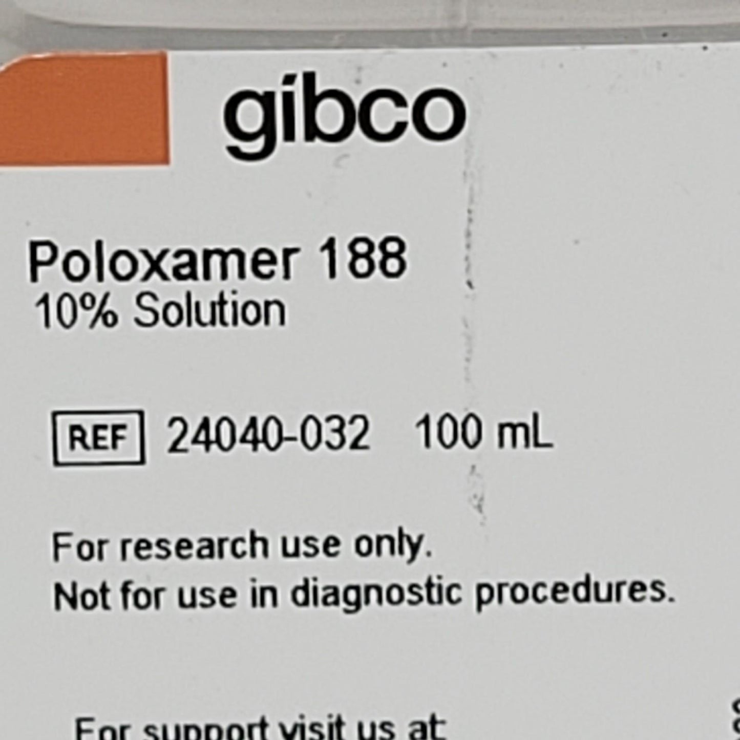 Lot of 2 Gibco 24040-032 Poloxamer 188 Non-ionic Surfactant 10% 100 mL Each