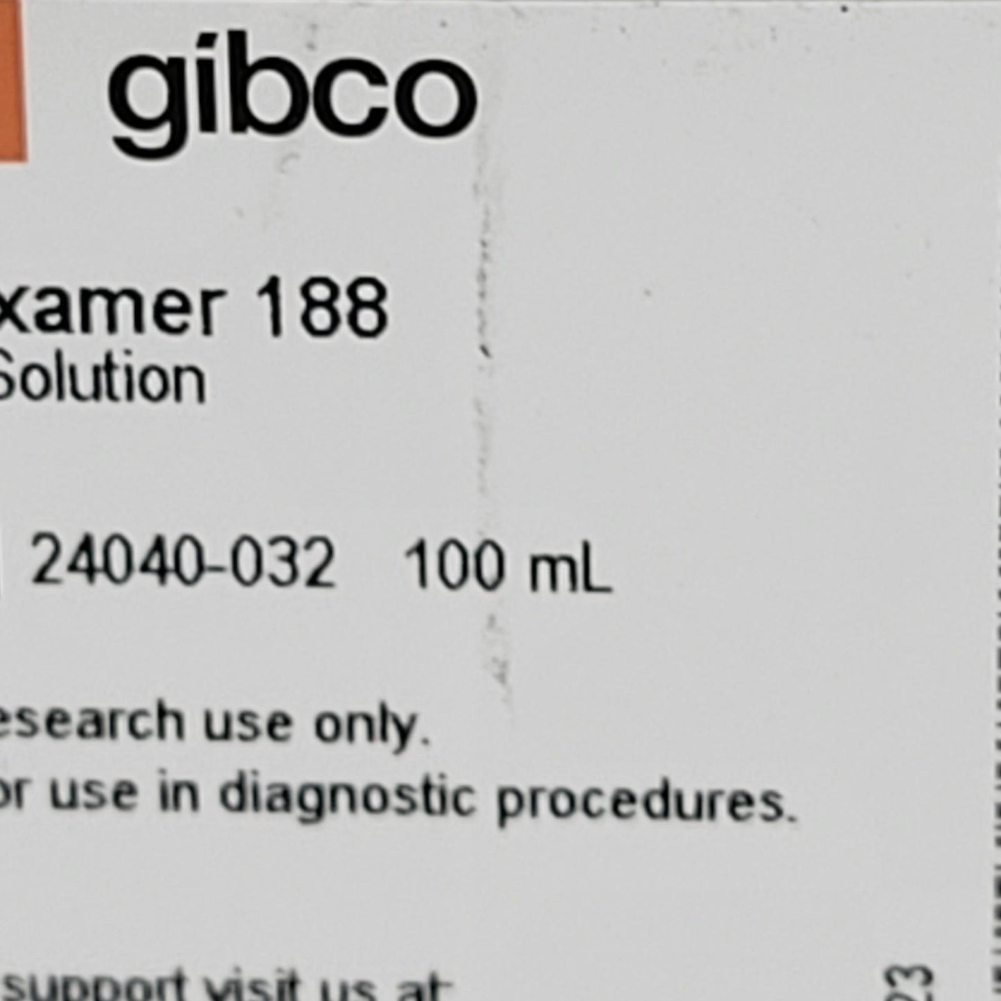 Lot of 2 Gibco 24040-032 Poloxamer 188 Non-ionic Surfactant 10% 100 mL Each