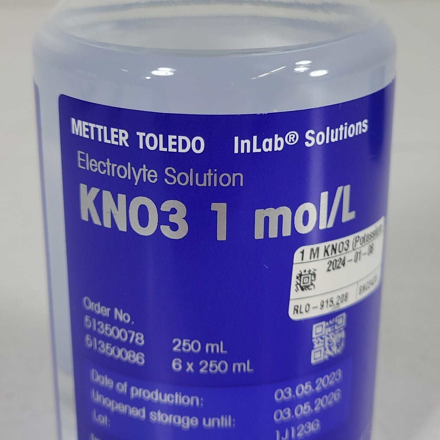 Mettler Toledo 51350078 Electrolyte Solution KNO3 1 mol/L 250 mL pH