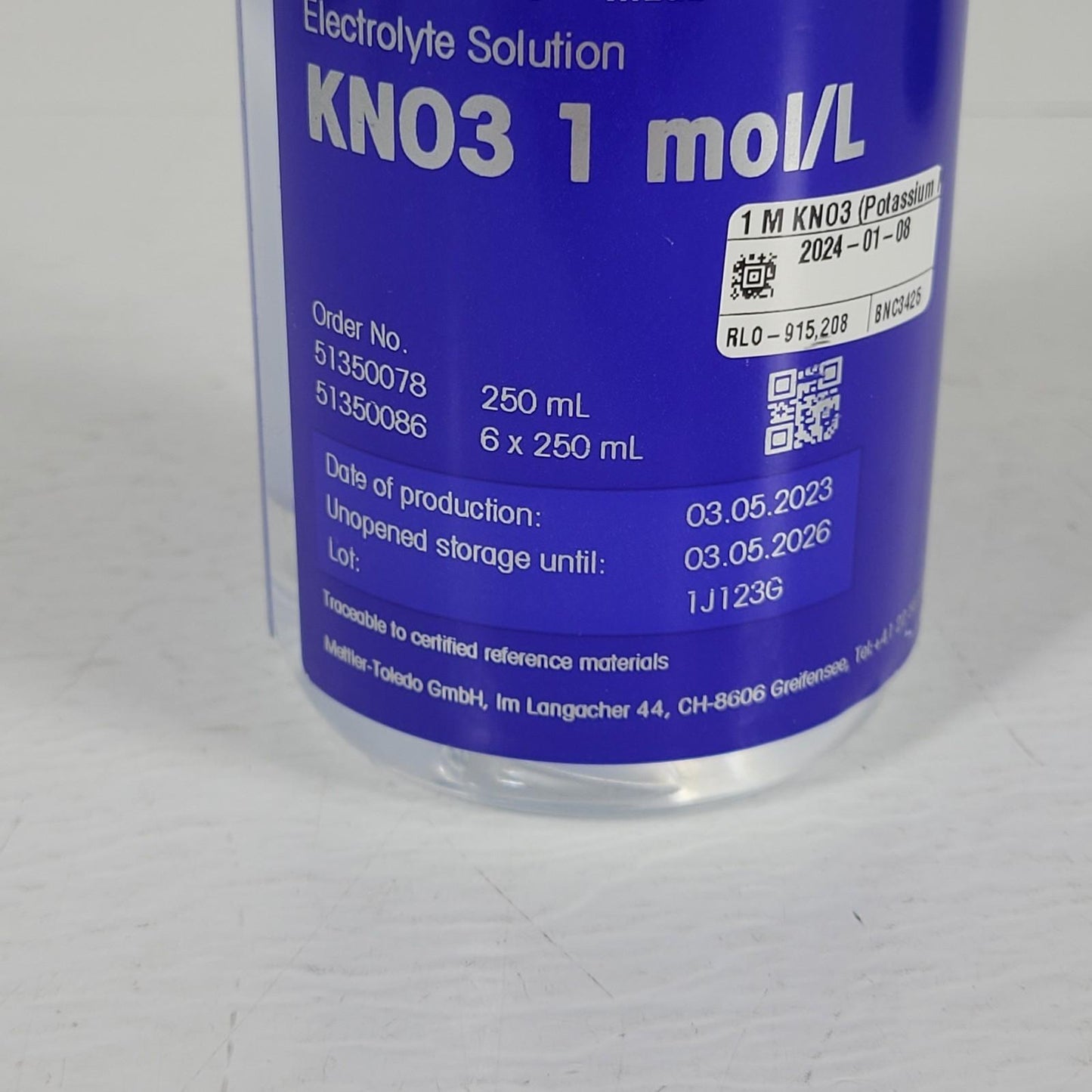 Mettler Toledo 51350078 Electrolyte Solution KNO3 1 mol/L 250 mL pH