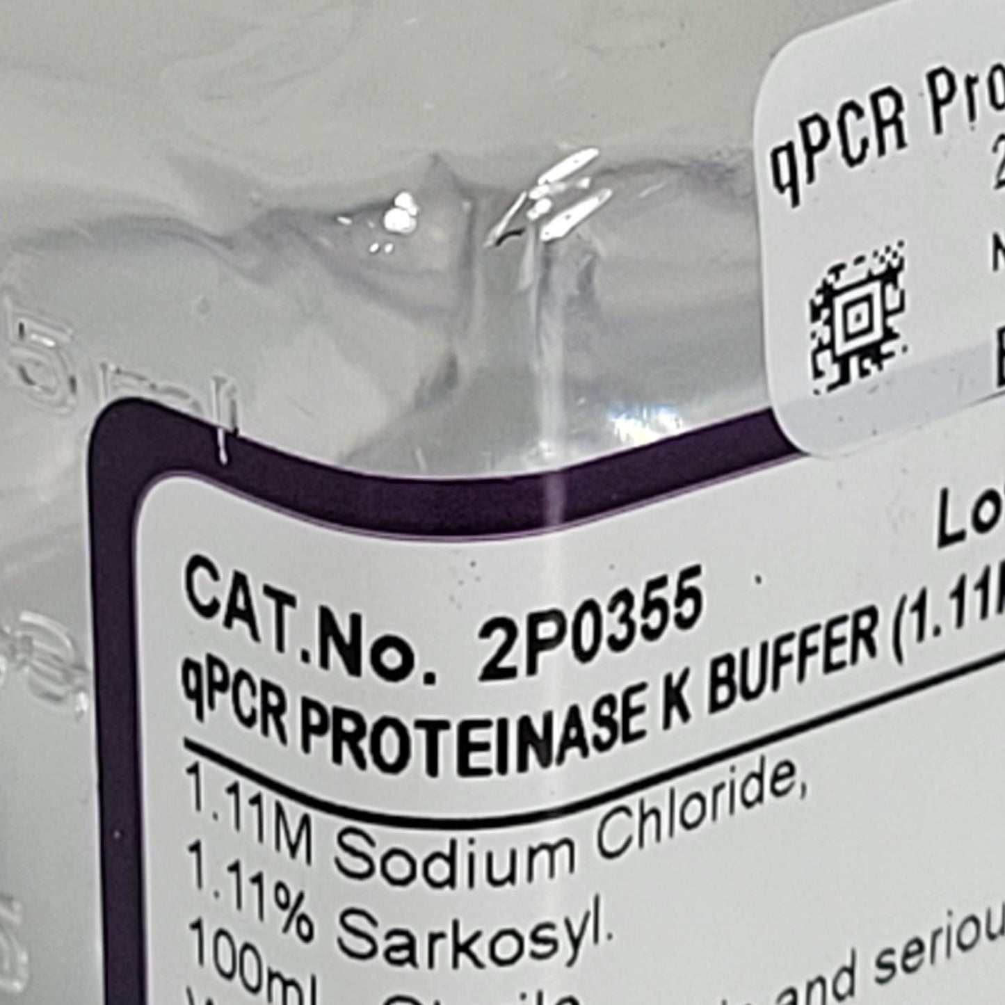 Lot of 2 Teknova 2P0355 qPCR Proteinase K Buffer 100 mL Each