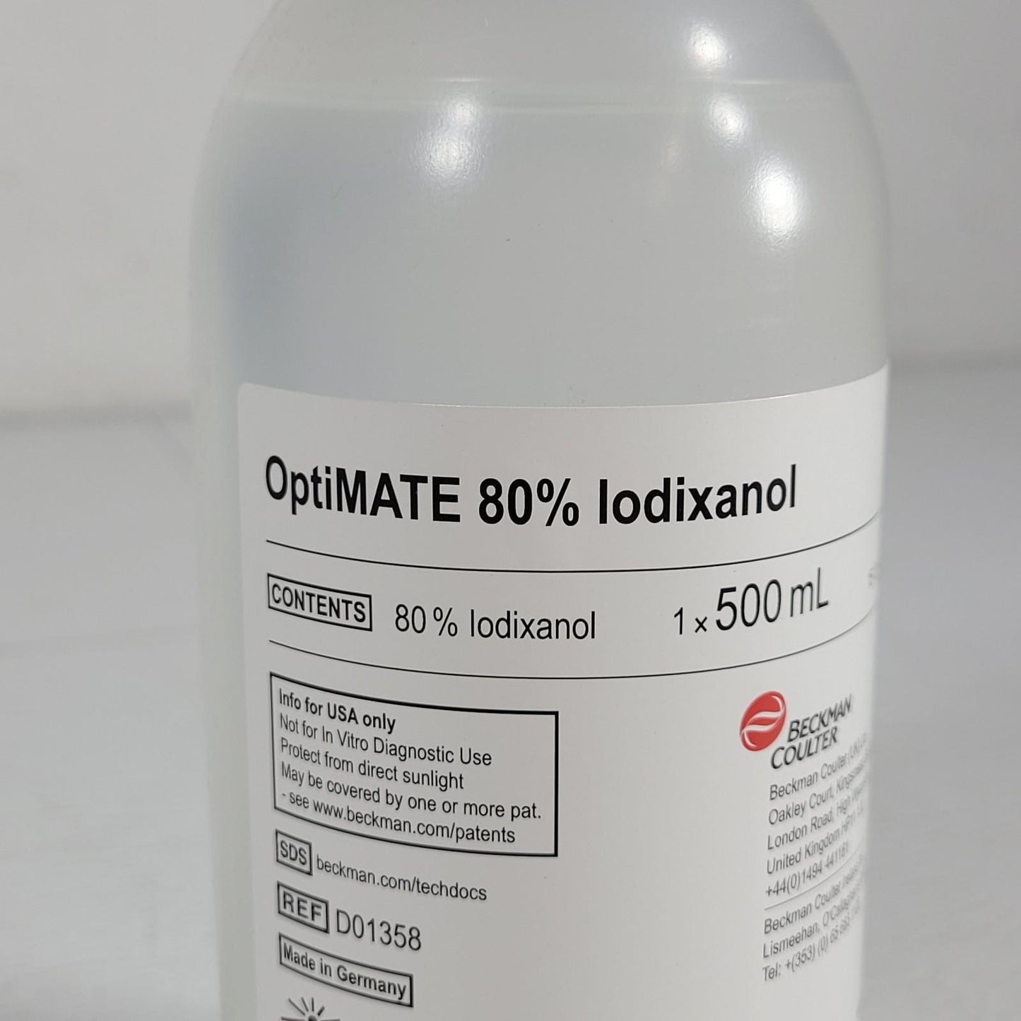 Beckman Coulter D01358 OptiMATE 80% Iodixanol Purification Step Gradients 500 mL
