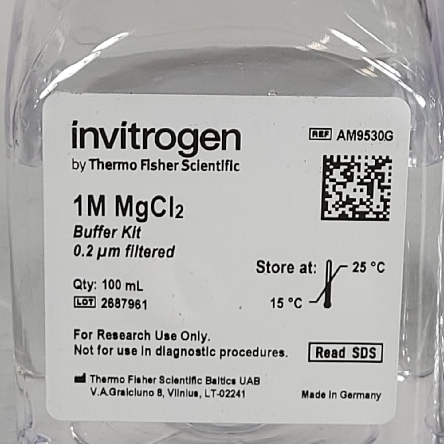 Lot of 3 Thermo Invitrogen AM9530G 1M MgCl2 Buffer Kit 0.2µm Filtered 100mL Each