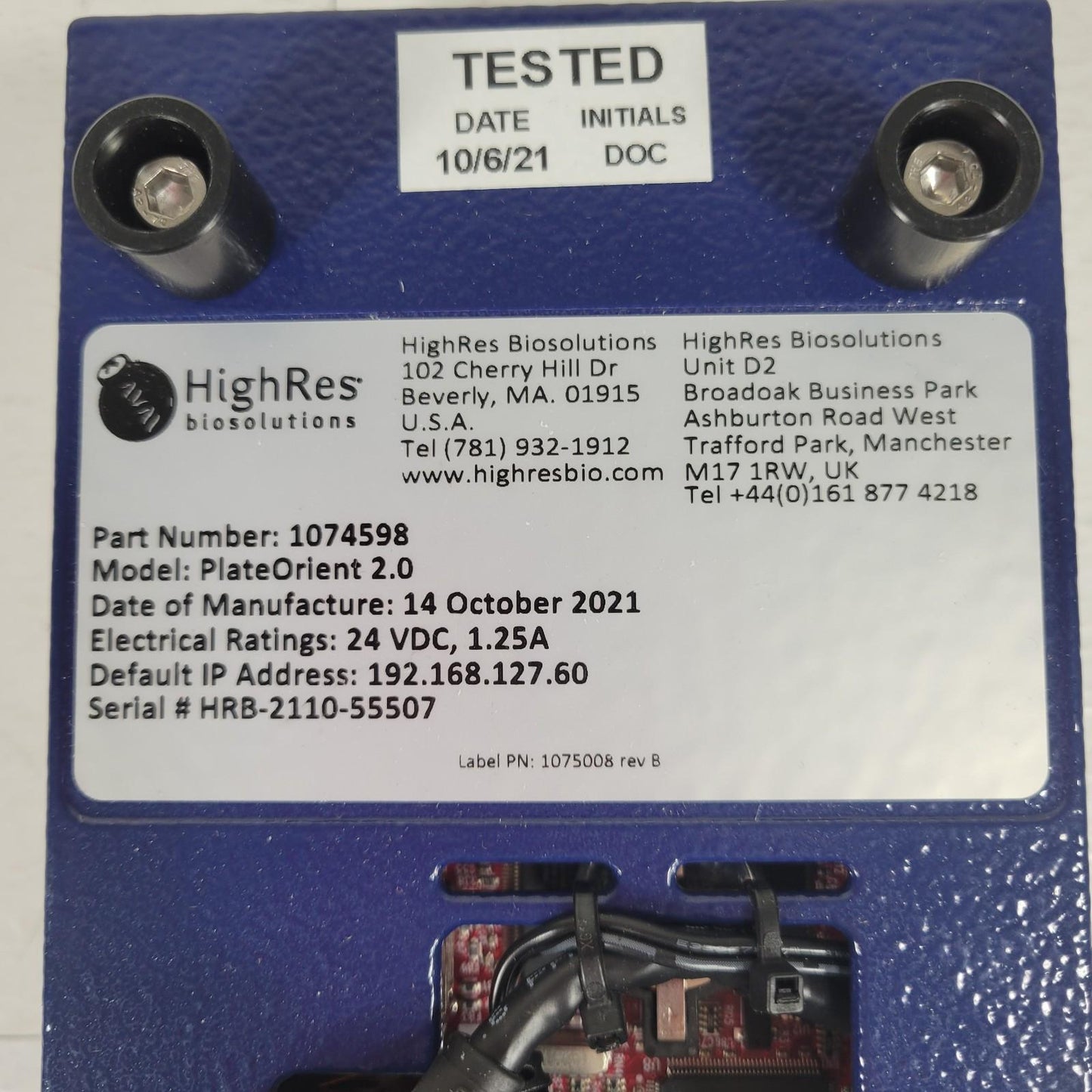 HighRes Biosolutions 1074598 PlateOrient 2.0 Automated Microplate Orientator