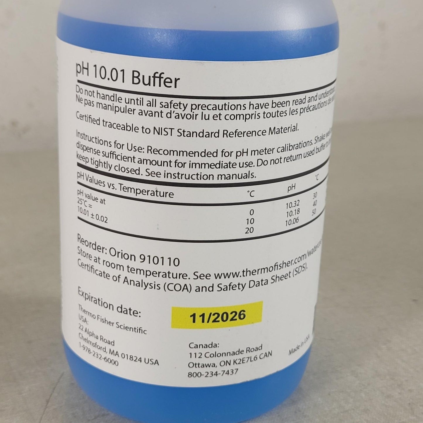Thermo Orion 910168 910104 910110 pH 1.68 pH 4.01 pH 10.01 Buffer 475mL