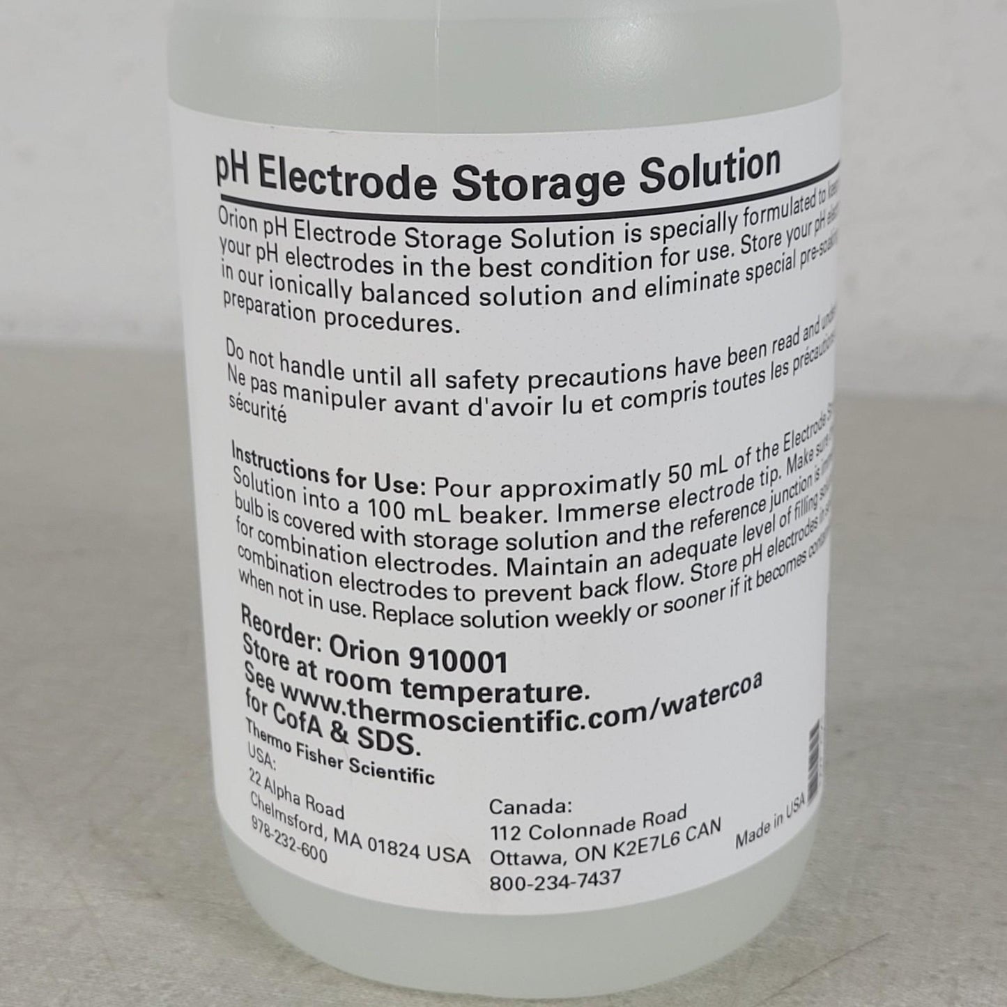 Thermo Orion 910001 pH Electrode Storage Solution 475mL 1 Pint