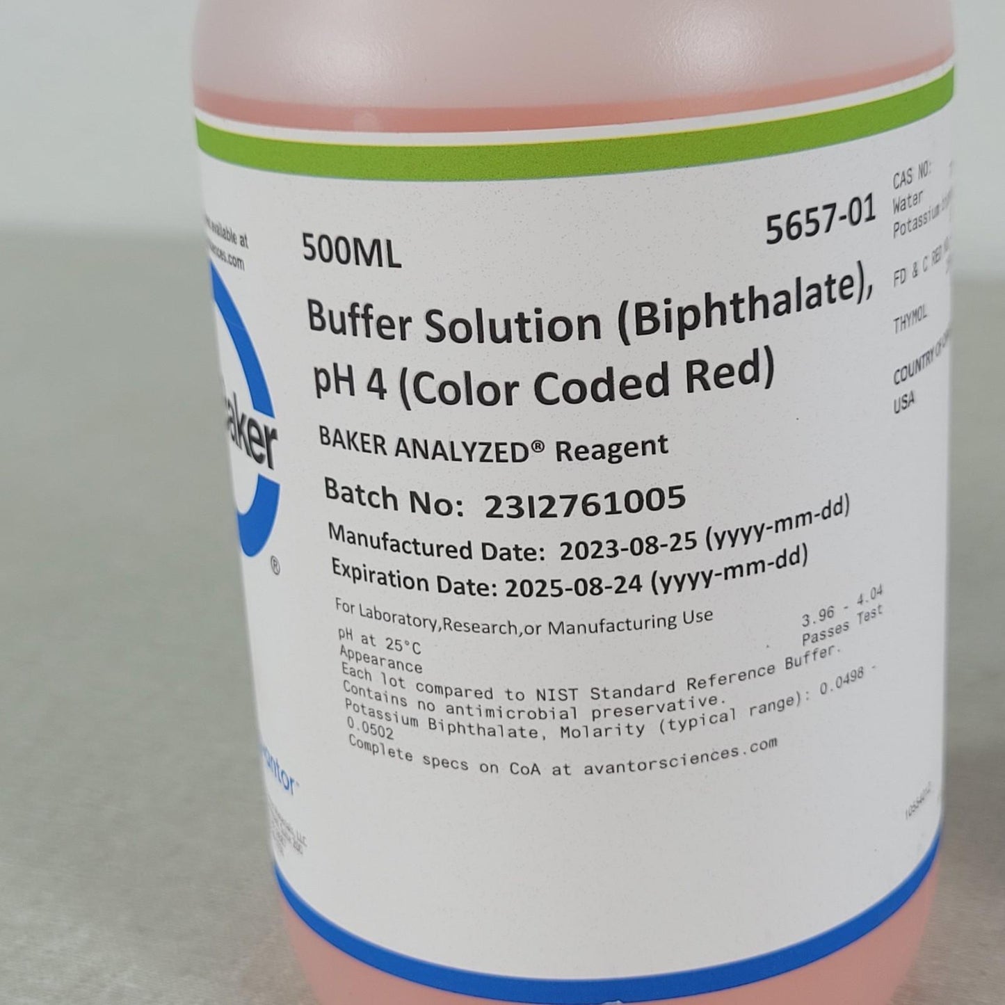 J.T. Baker 5657-01 5608-01 5655-01 Buffer Solution Kit pH 4 pH 7 pH 10
