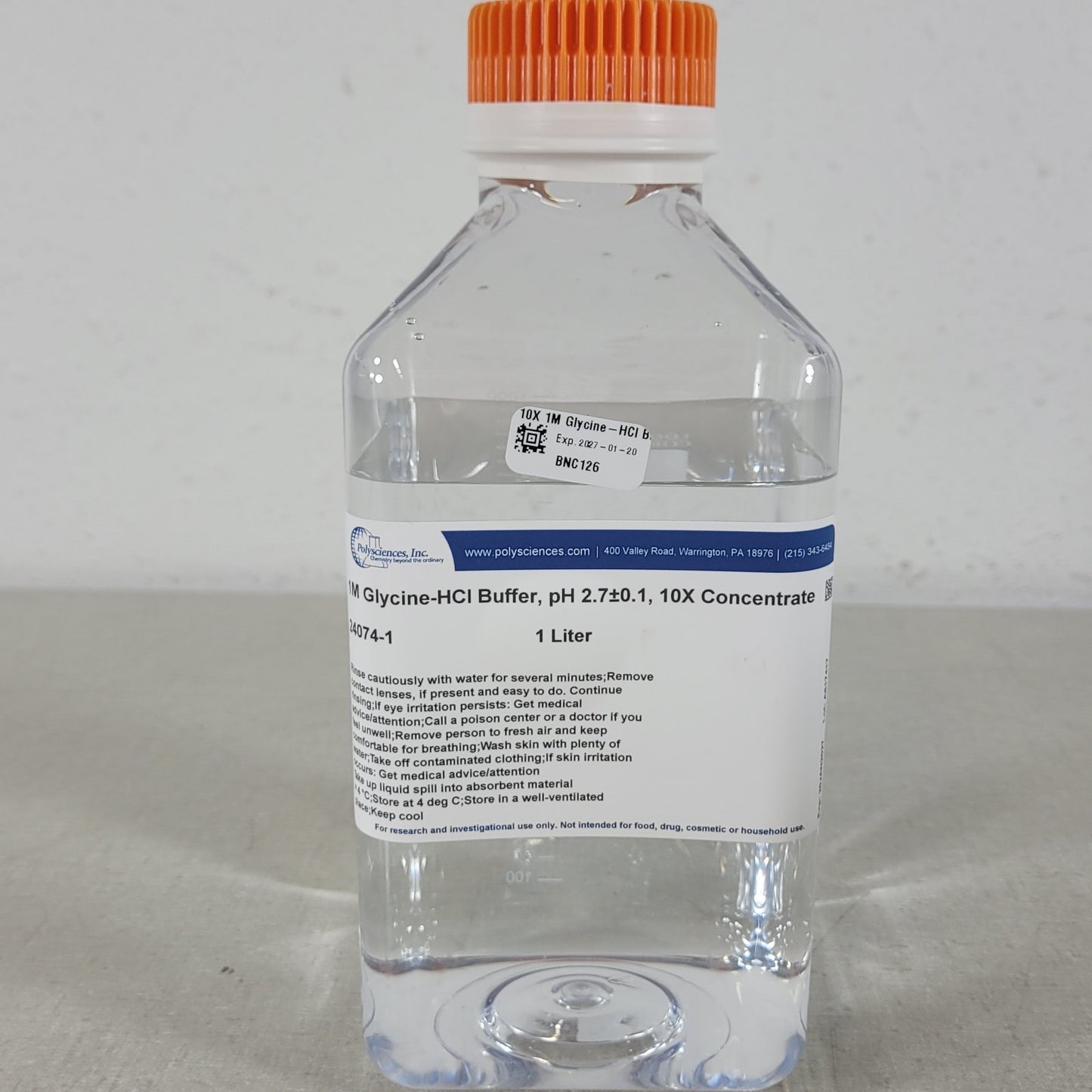 Polysciences 24074-1 1M Glycine -HCl Buffer pH 2.7±0.1 10X Concentrate 1 Liter