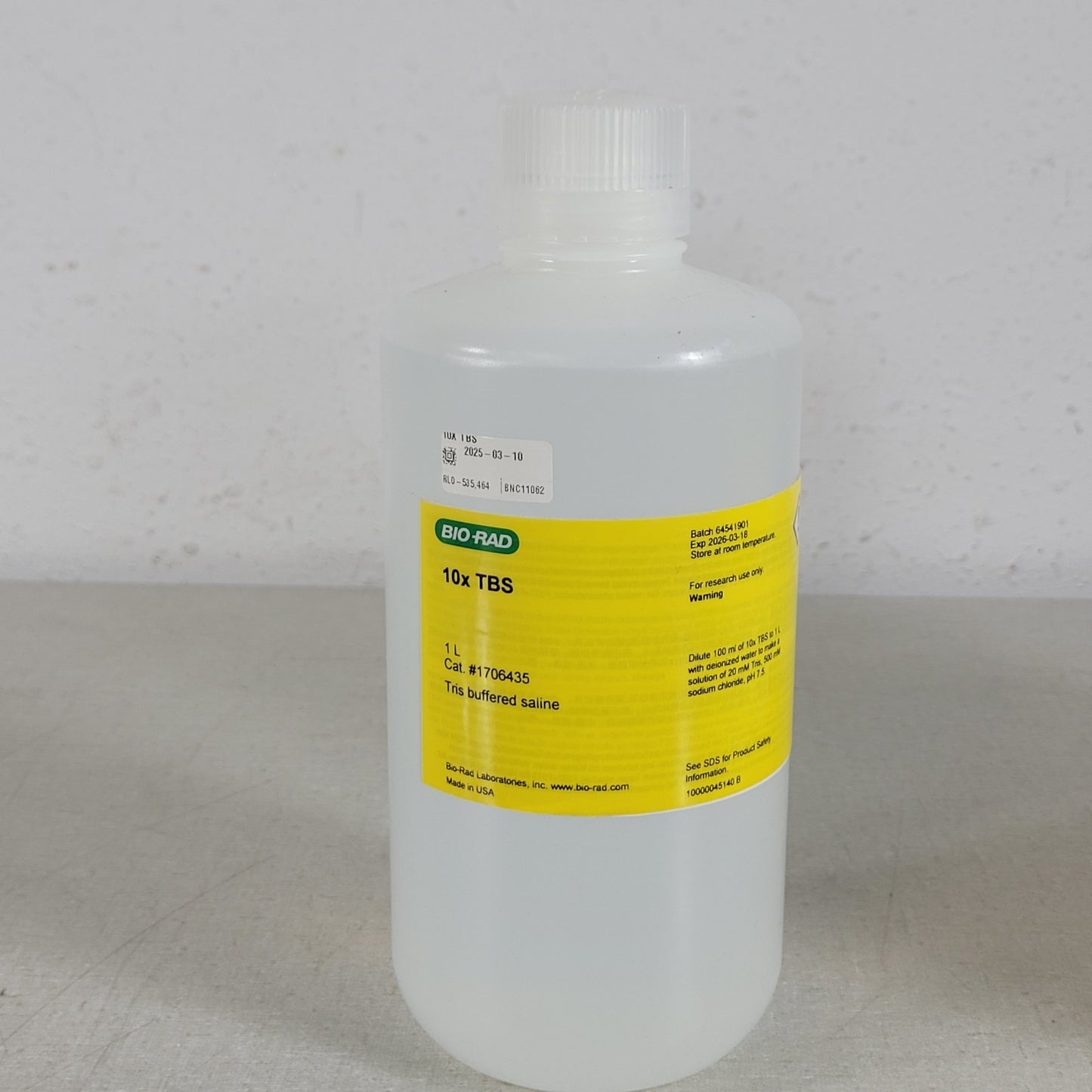 Bio-Rad 1706435 10X TBS Tris Buffered Saline 1 Liter