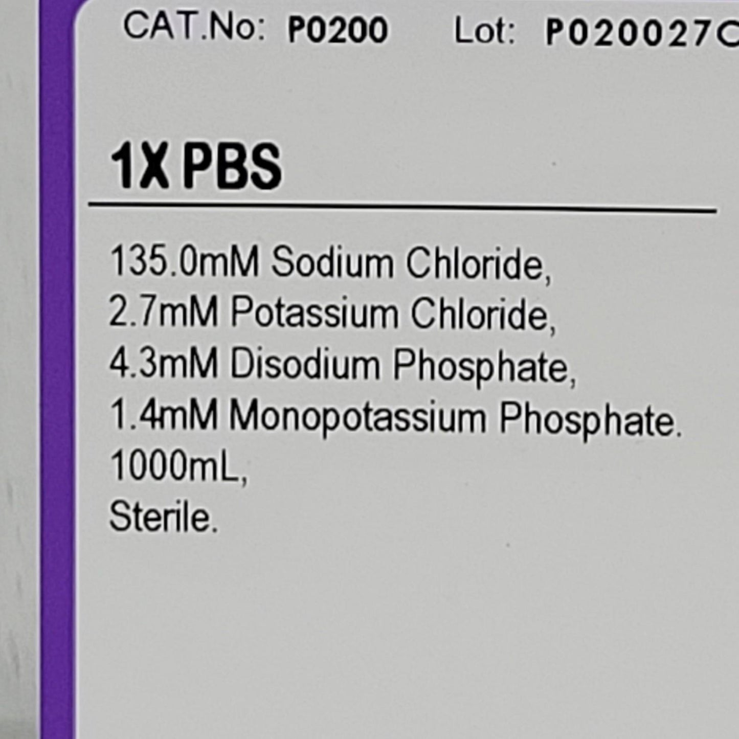Teknova P0200 1X Phosphate-Buffered Saline PBS pH 7.4 Sterile 1000mL