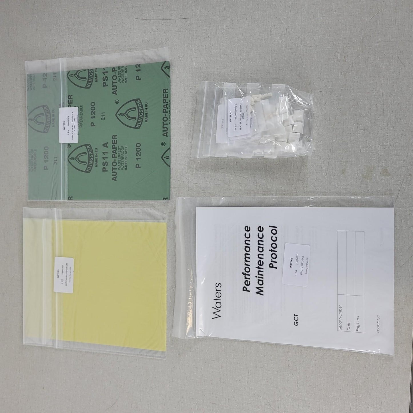 Waters GCT NO FI/FD Performative Maintenence Kit 201000147 Oil/Fittings/Asy/etc