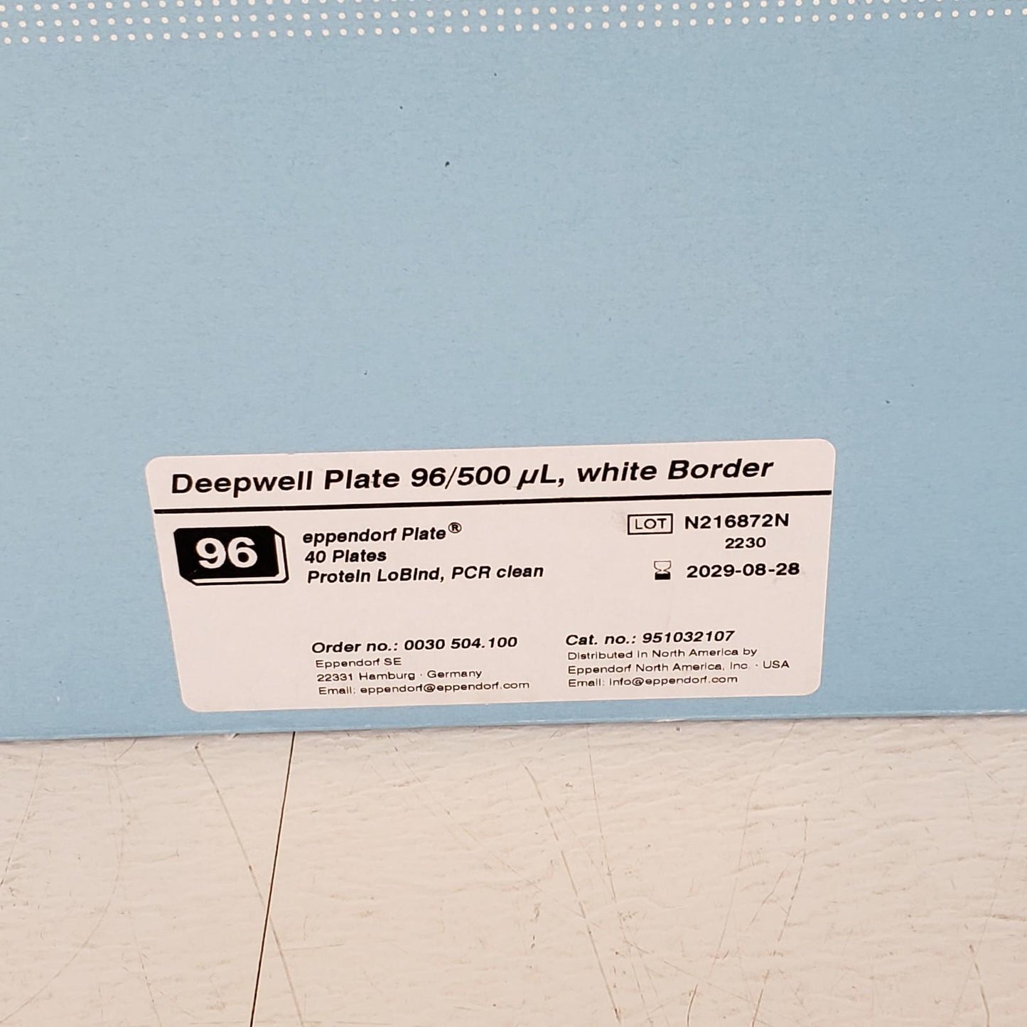 Eppendorf 951032107 Deepwell Plate 96/500 µL 64 Plates Protein LoBind PCR Clean