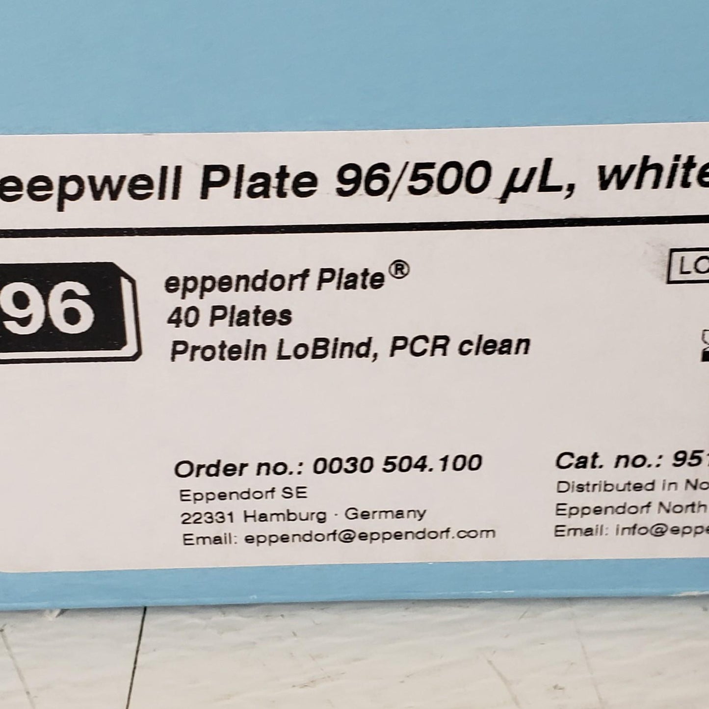 Eppendorf 951032107 Deepwell Plate 96/500 µL 64 Plates Protein LoBind PCR Clean