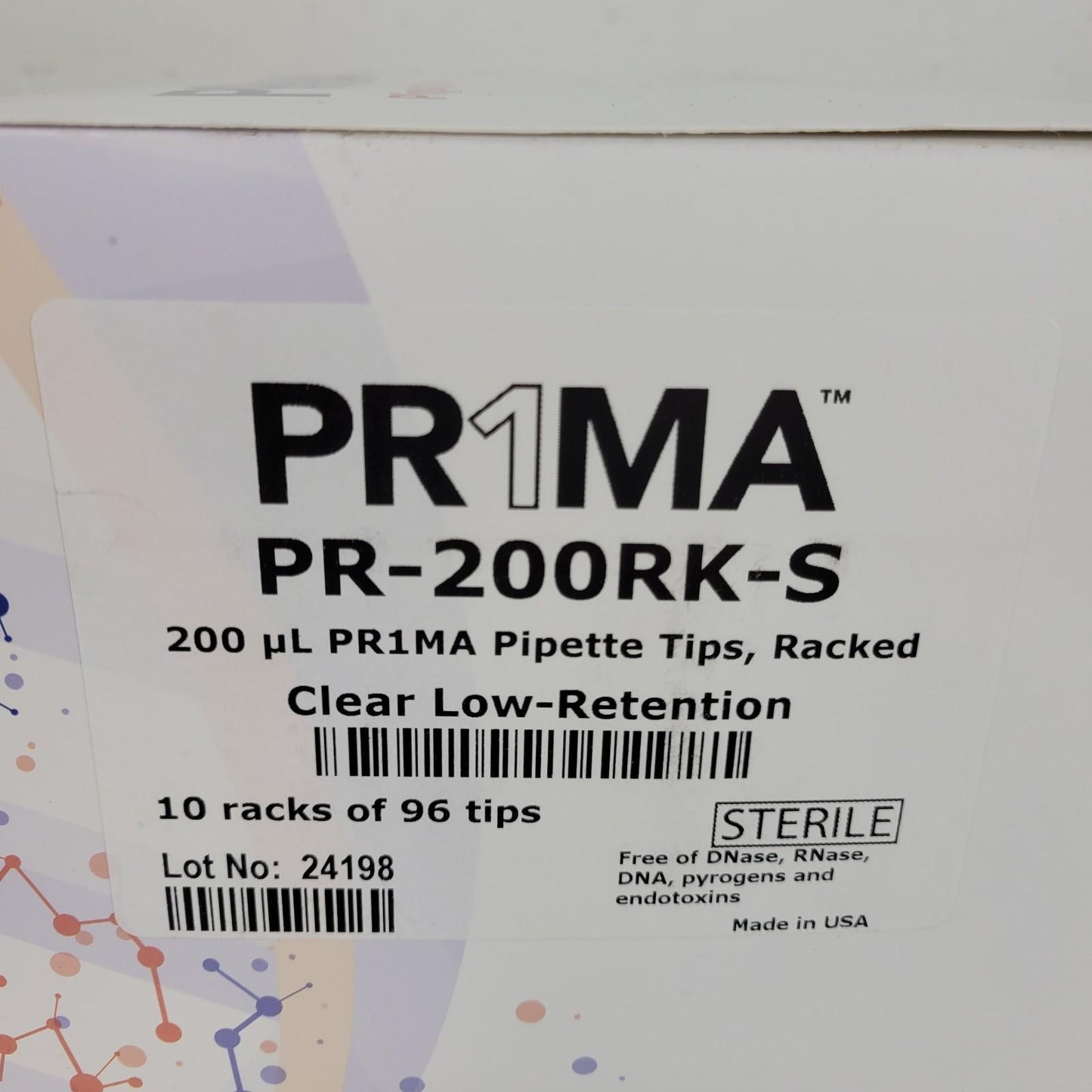 MidSci PR-200RK-S Prima 200ul Pipette Tips Racked Clear Low Retention 10 Racks