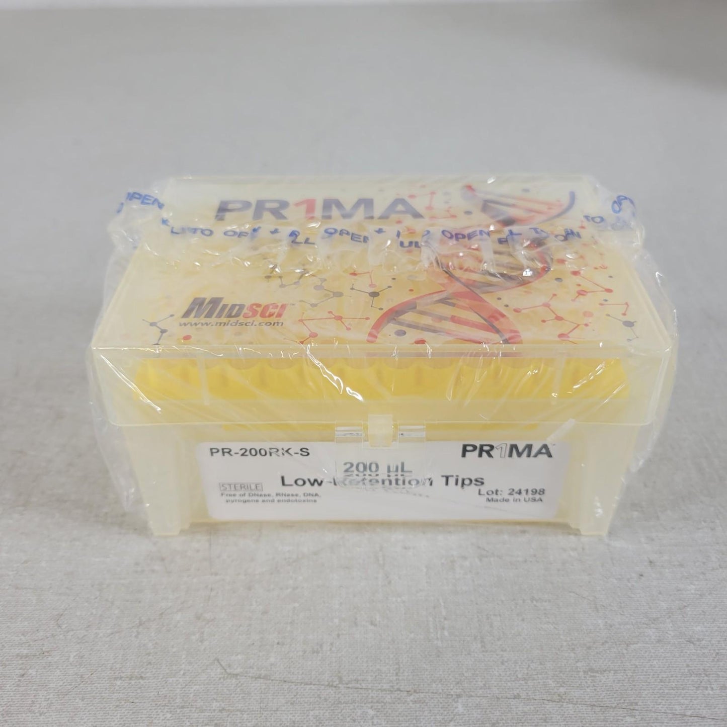 MidSci PR-200RK-S Prima 200ul Pipette Tips Racked Clear Low Retention 10 Racks