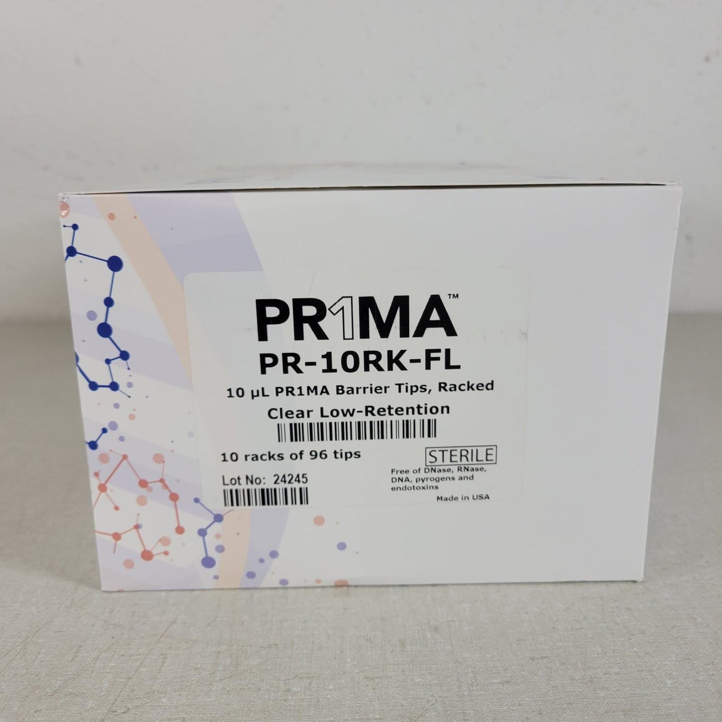 MidSci PR-10RK-FL Prima 10ul Barrier Tips Racked Clear Low Retention 10 Racks 96