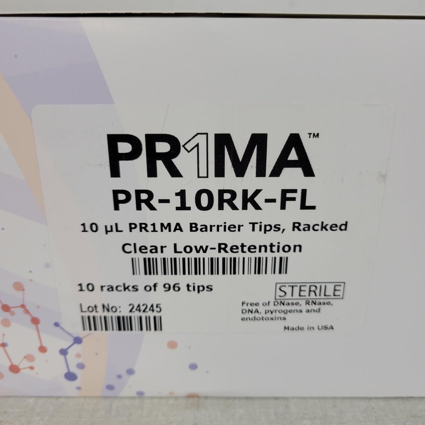 MidSci PR-10RK-FL Prima 10ul Barrier Tips Racked Clear Low Retention 10 Racks 96