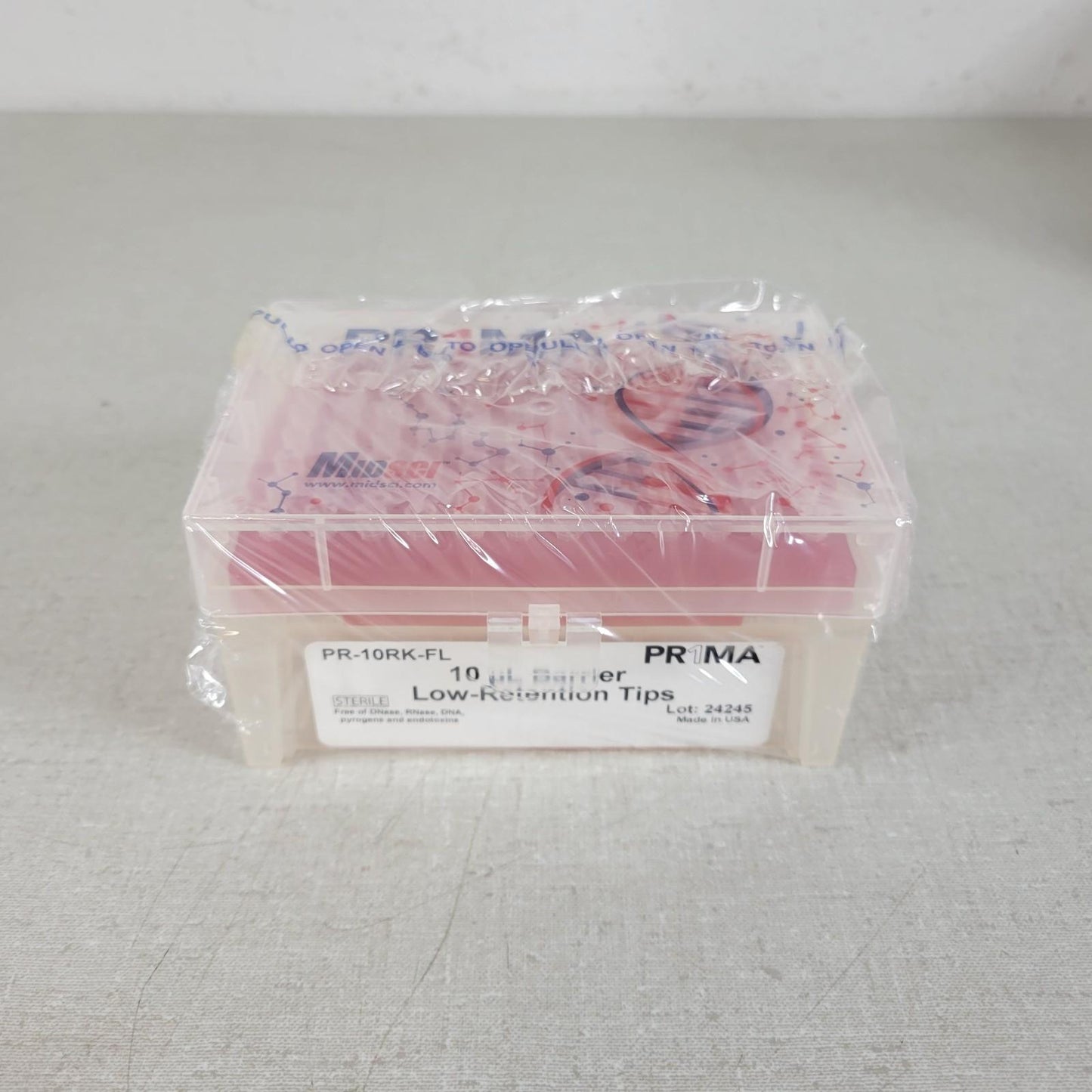MidSci PR-10RK-FL Prima 10ul Barrier Tips Racked Clear Low Retention 10 Racks 96