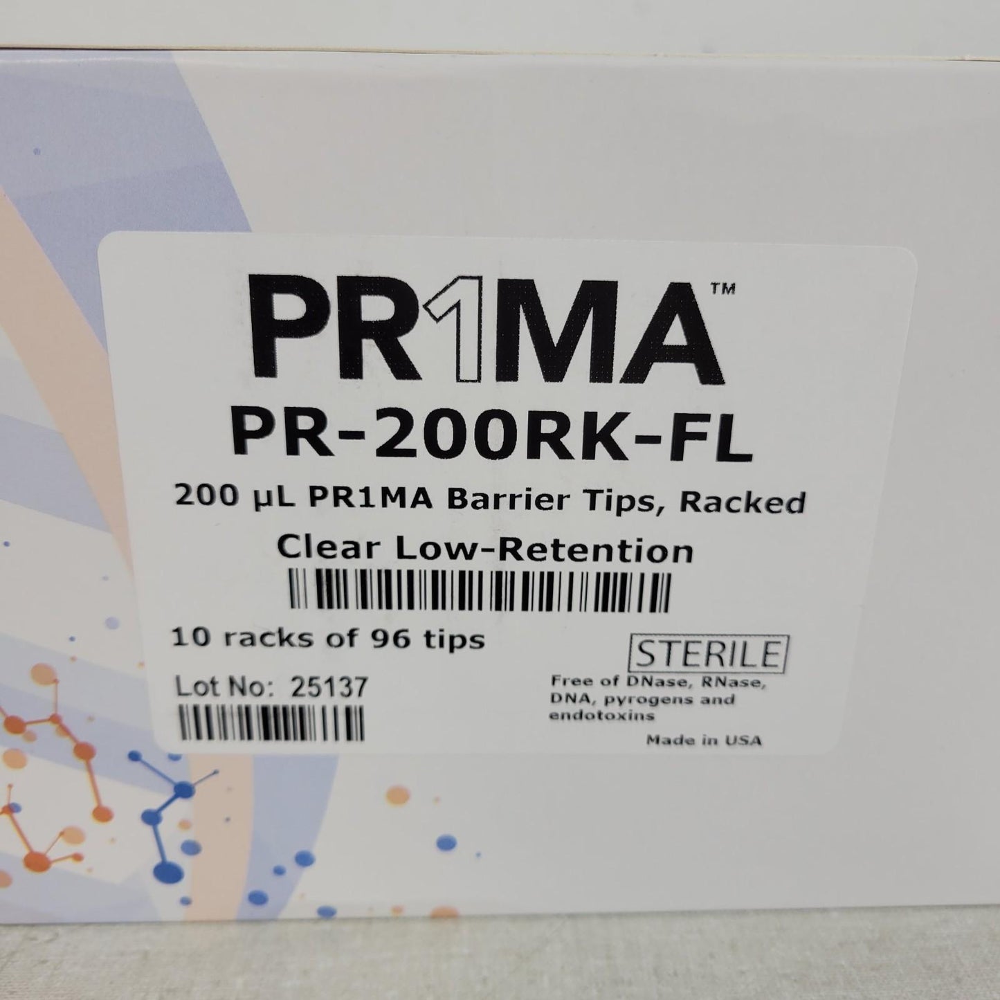 MidSci PR-200RK-FL Prima 200ul Barrier Tips Racked Clear Low Ret 10 Racks 96 Tip