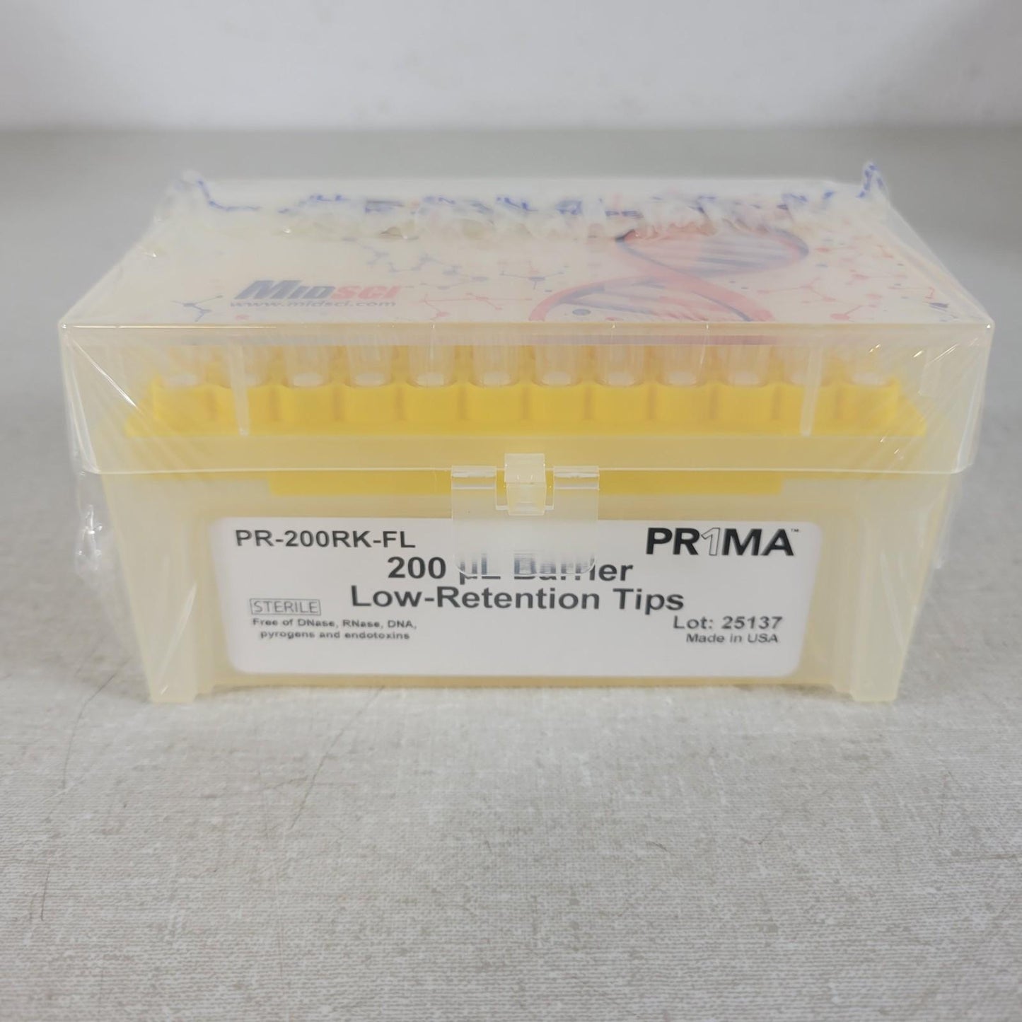 MidSci PR-200RK-FL Prima 200ul Barrier Tips Racked Clear Low Ret 10 Racks 96 Tip