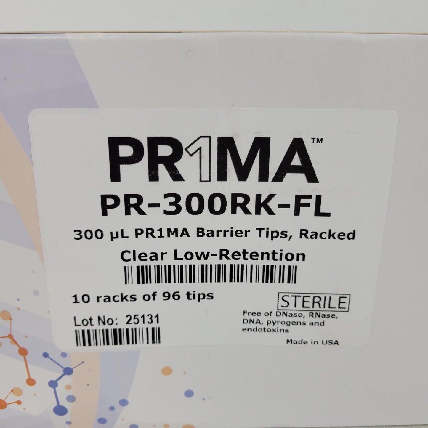 MidSci PR-300RK-FL Prima 300ul Barrier Tips Racked Clear Low Ret 10 Racks 96 Tip