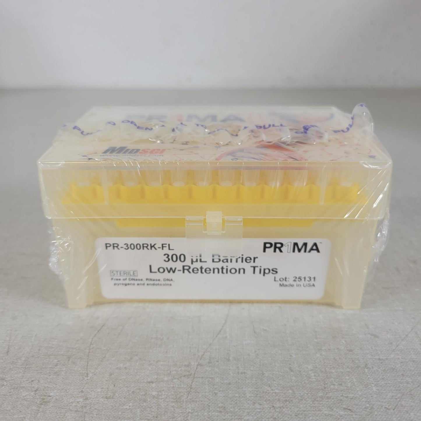 MidSci PR-300RK-FL Prima 300ul Barrier Tips Racked Clear Low Ret 10 Racks 96 Tip