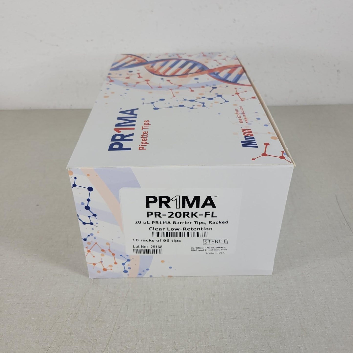 MidSci PR-20RK-FL Prima 20ul Barrier Tips Racked Clear Low Retn 10 Racks 96 Tips