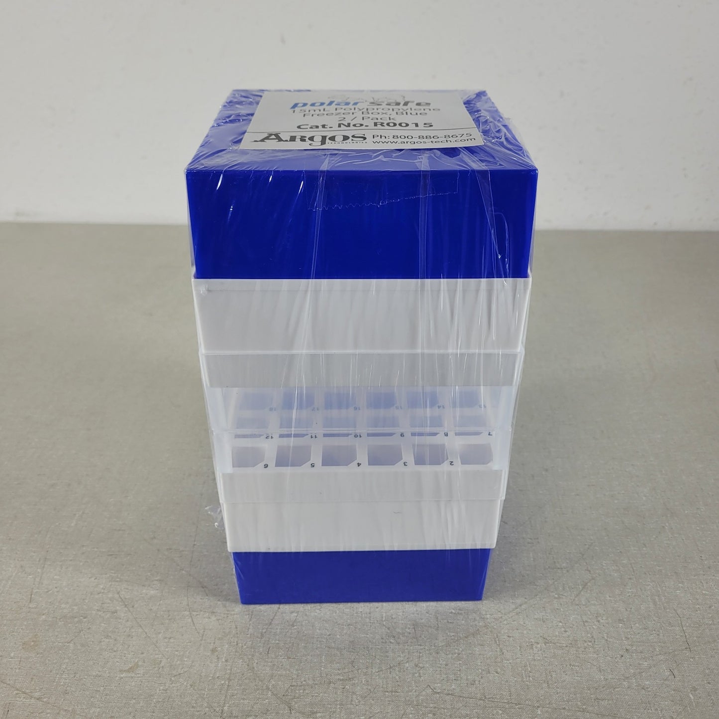 Argos Technologies R0015 Polar Safe 15mL Polypropylene Freezer Box, Blue 2/Pack