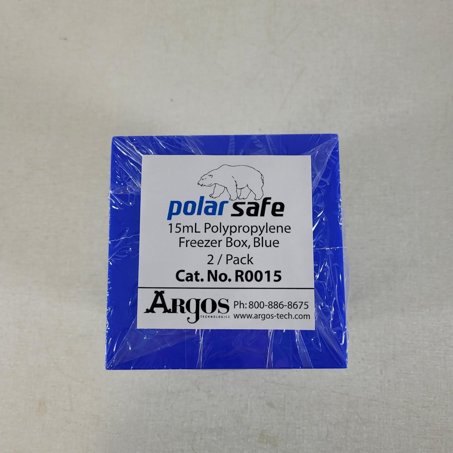 Argos Technologies R0015 Polar Safe 15mL Polypropylene Freezer Box, Blue 2/Pack