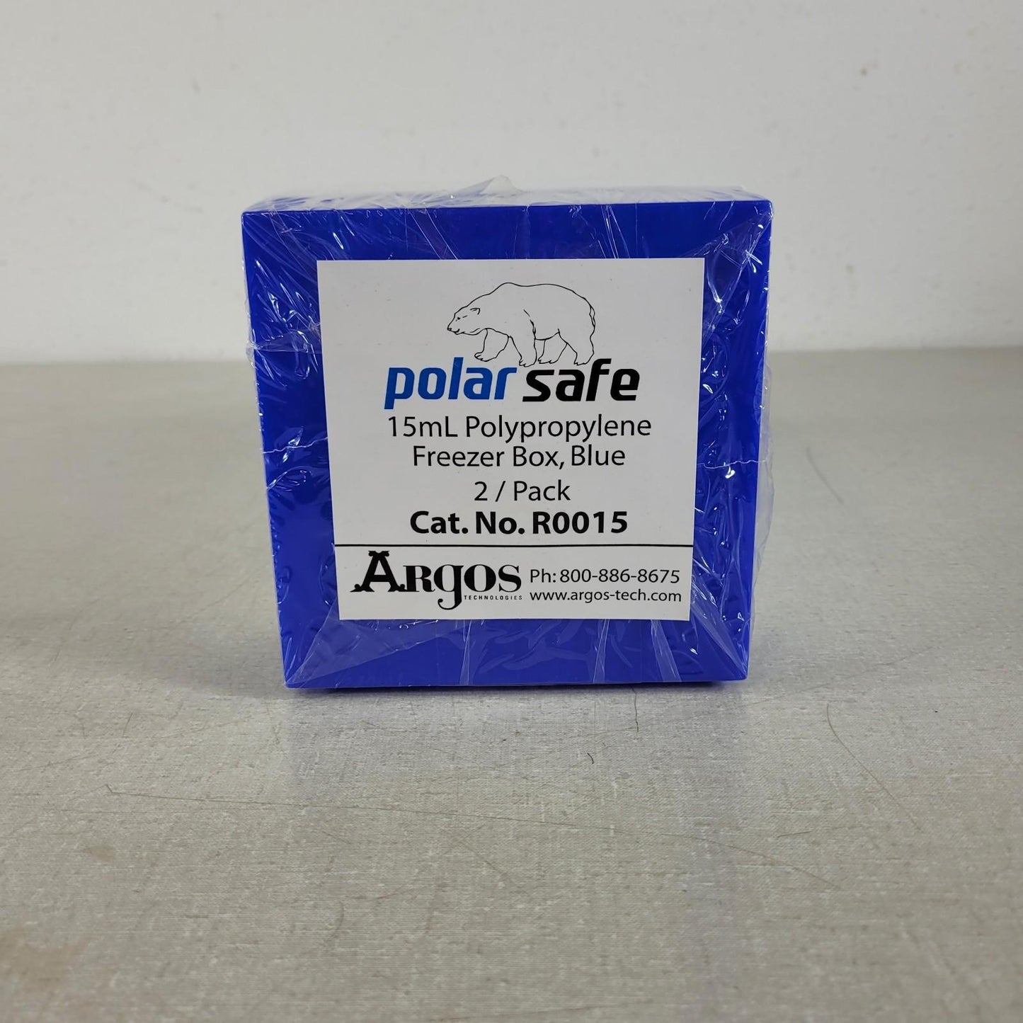 Argos Technologies R0015 Polar Safe 15mL Polypropylene Freezer Box, Blue 2/Pack