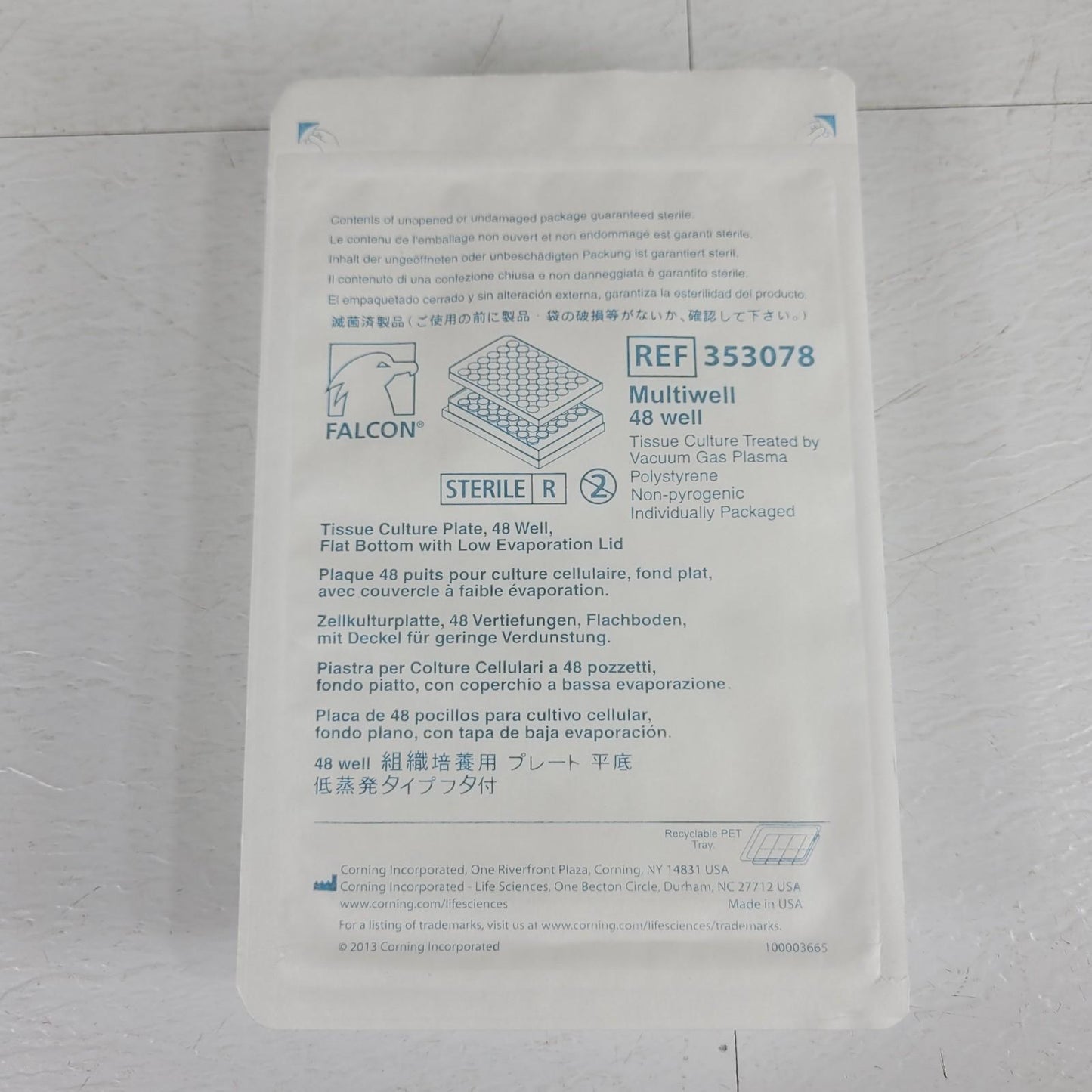 42PK Falcon 353078 48-Well Tissue Culture Plate Flat Bottom Low Evaporation Lid
