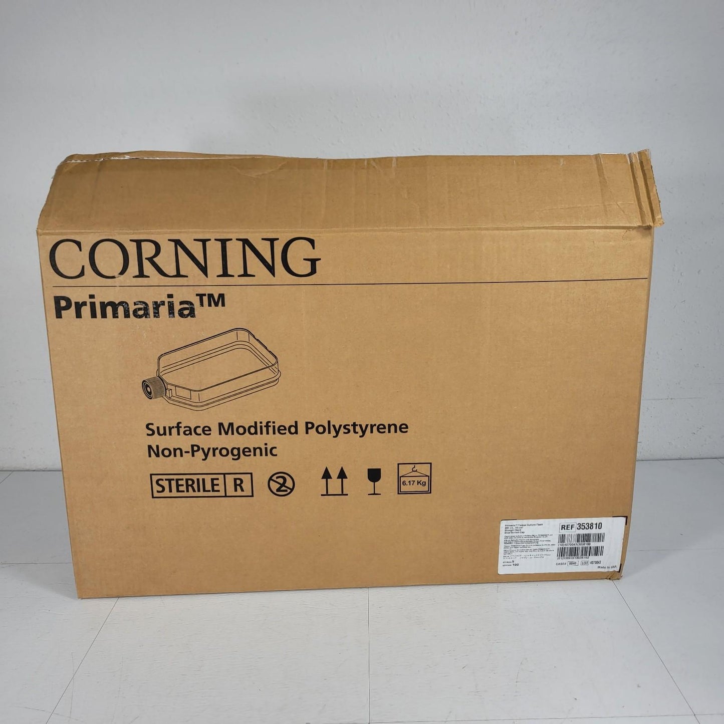 Corning 353810 Primaria Tissue Culture Flask 250mL 75cm² Straight Neck Blue Cap