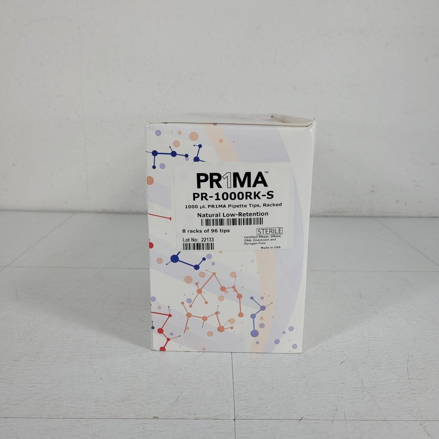 MidSci PR-1000RK-S Prima 1000uL Pipette Tips Racked Natural Low Retention PR1MA