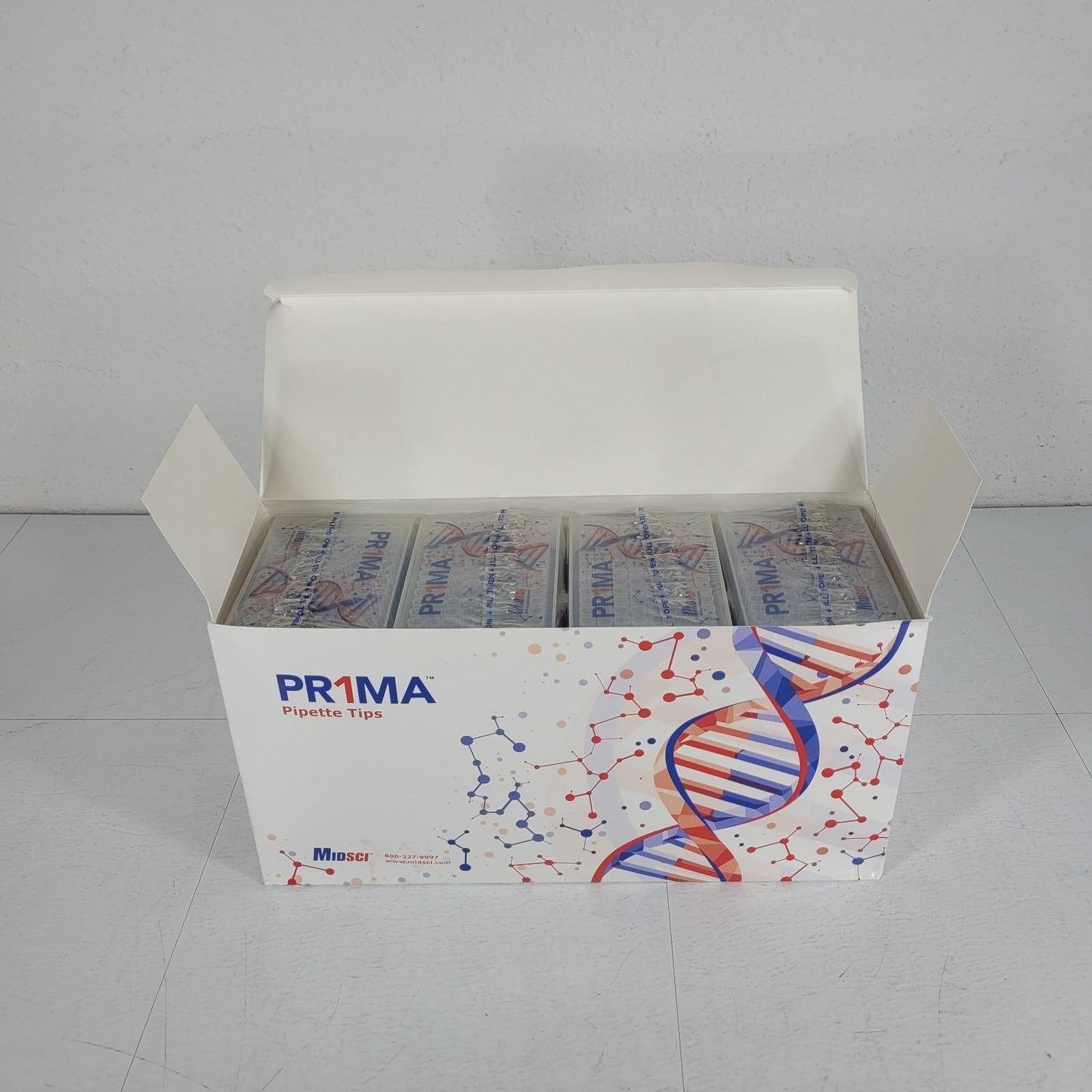 MidSci PR-1000RK-S Prima 1000uL Pipette Tips Racked Natural Low Retention PR1MA