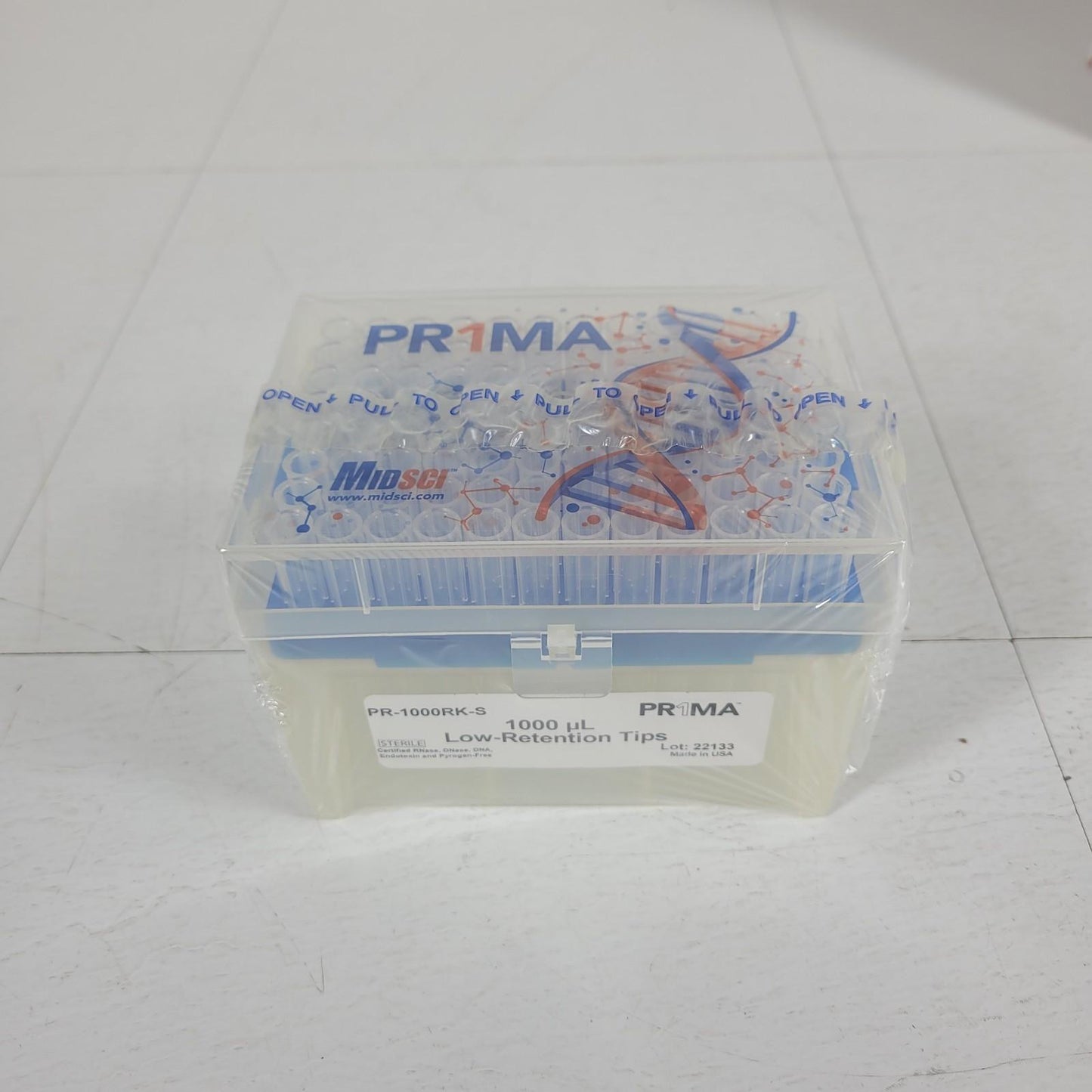 MidSci PR-1000RK-S Prima 1000uL Pipette Tips Racked Natural Low Retention PR1MA