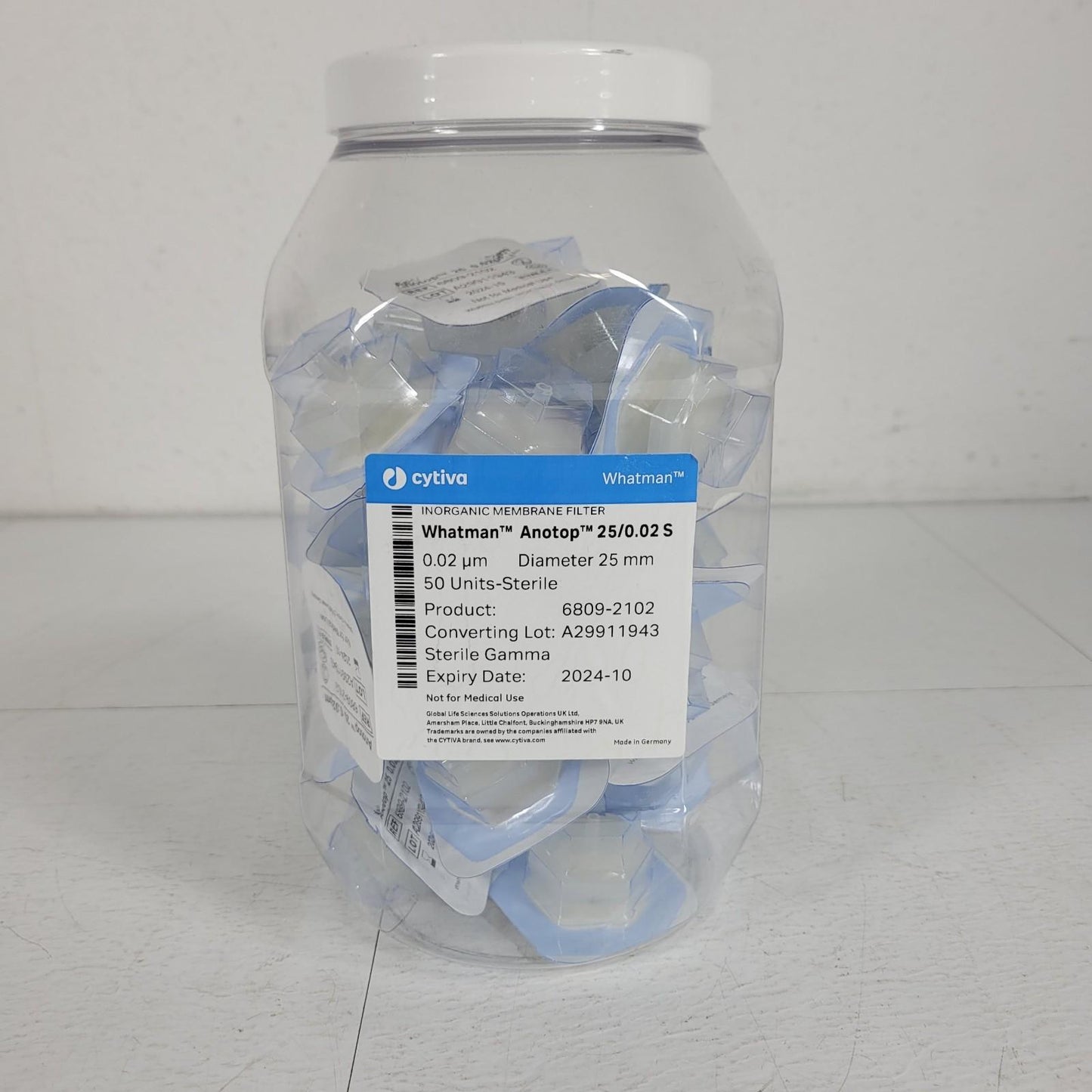 Lot of 34 Cytiva 6809-2102 Whatman Anotop Inorganic Membrane Filter Dia 25mm