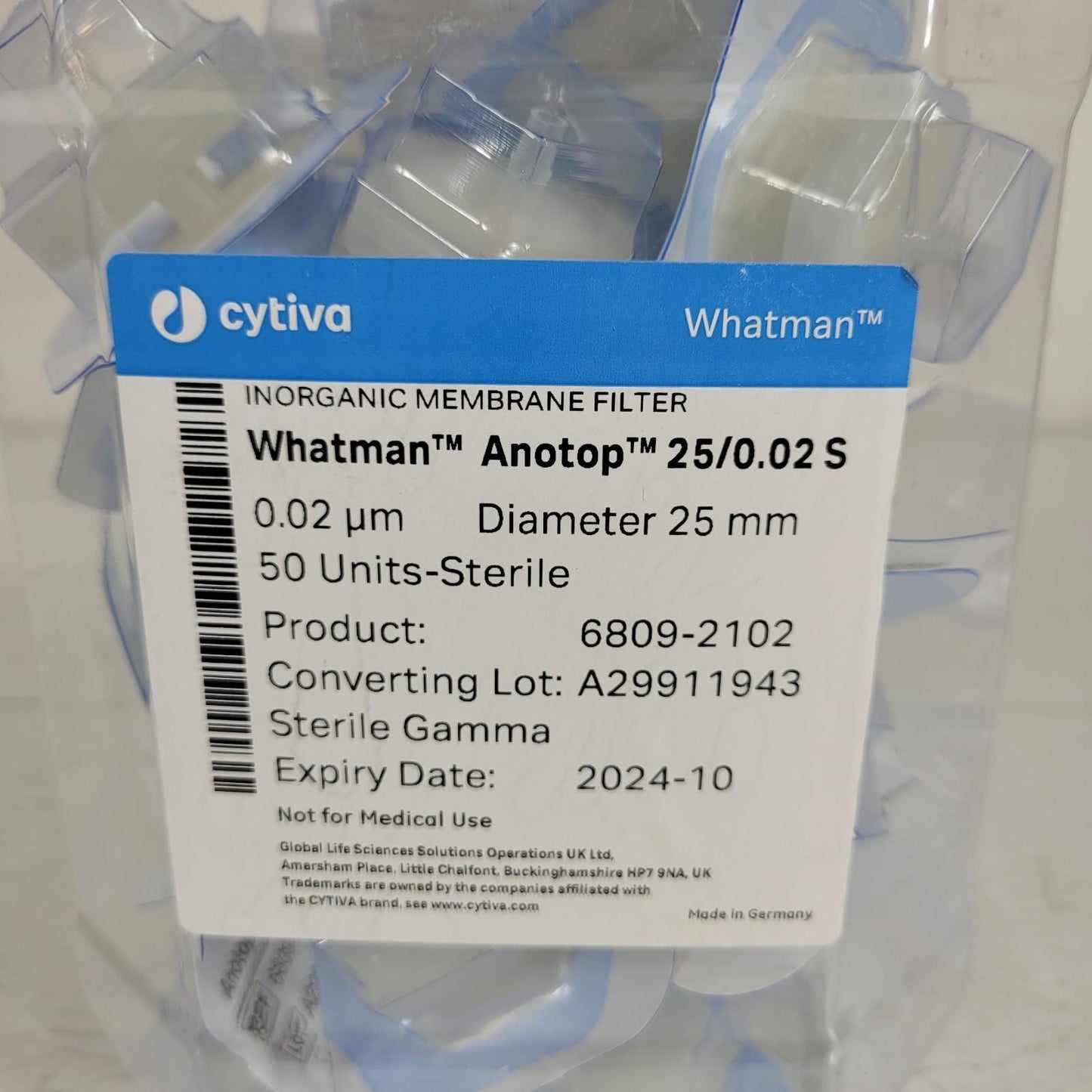 Lot of 34 Cytiva 6809-2102 Whatman Anotop Inorganic Membrane Filter Dia 25mm