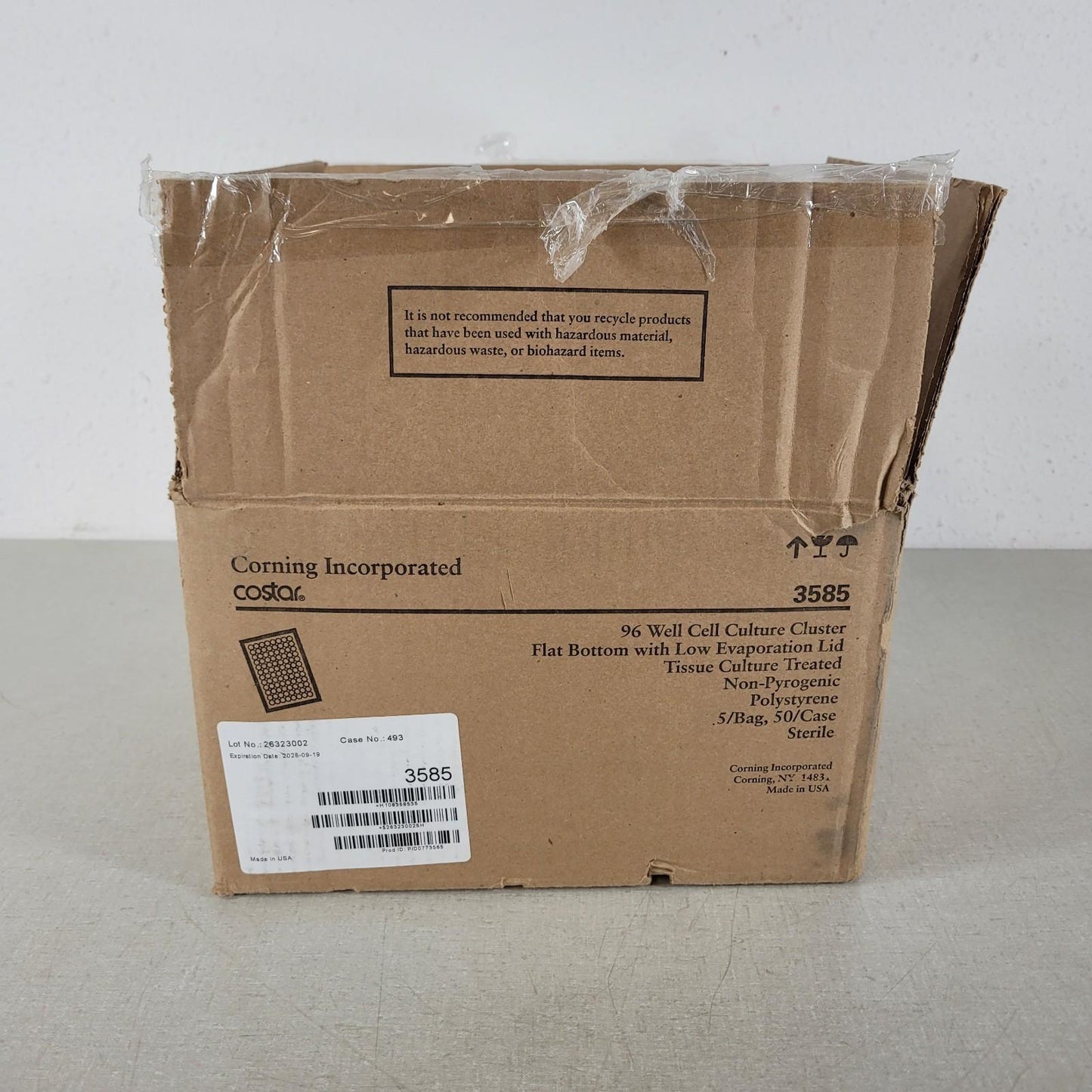 45/ct Corning 3585 Costar 96 Well Cell Culture Cluster Flat Bottom Low Evap Lid