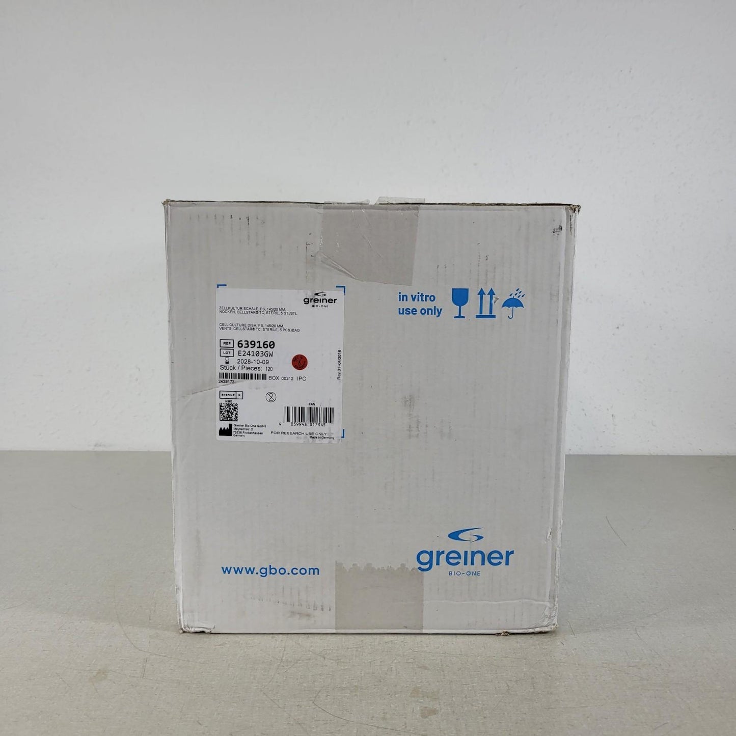 120/ct Greiner Bio-One 639160 Cellstar Cell Culture Dish 145/20mm Vents
