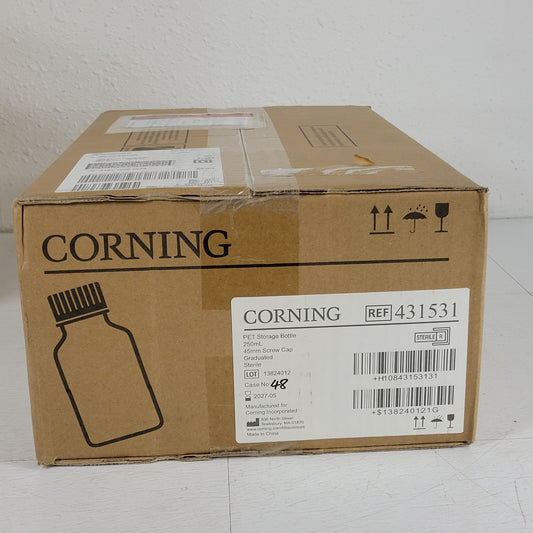 24/Case Corning 431531 PET Storage Bottle 250mL 45mm Screw Cap Graduated
